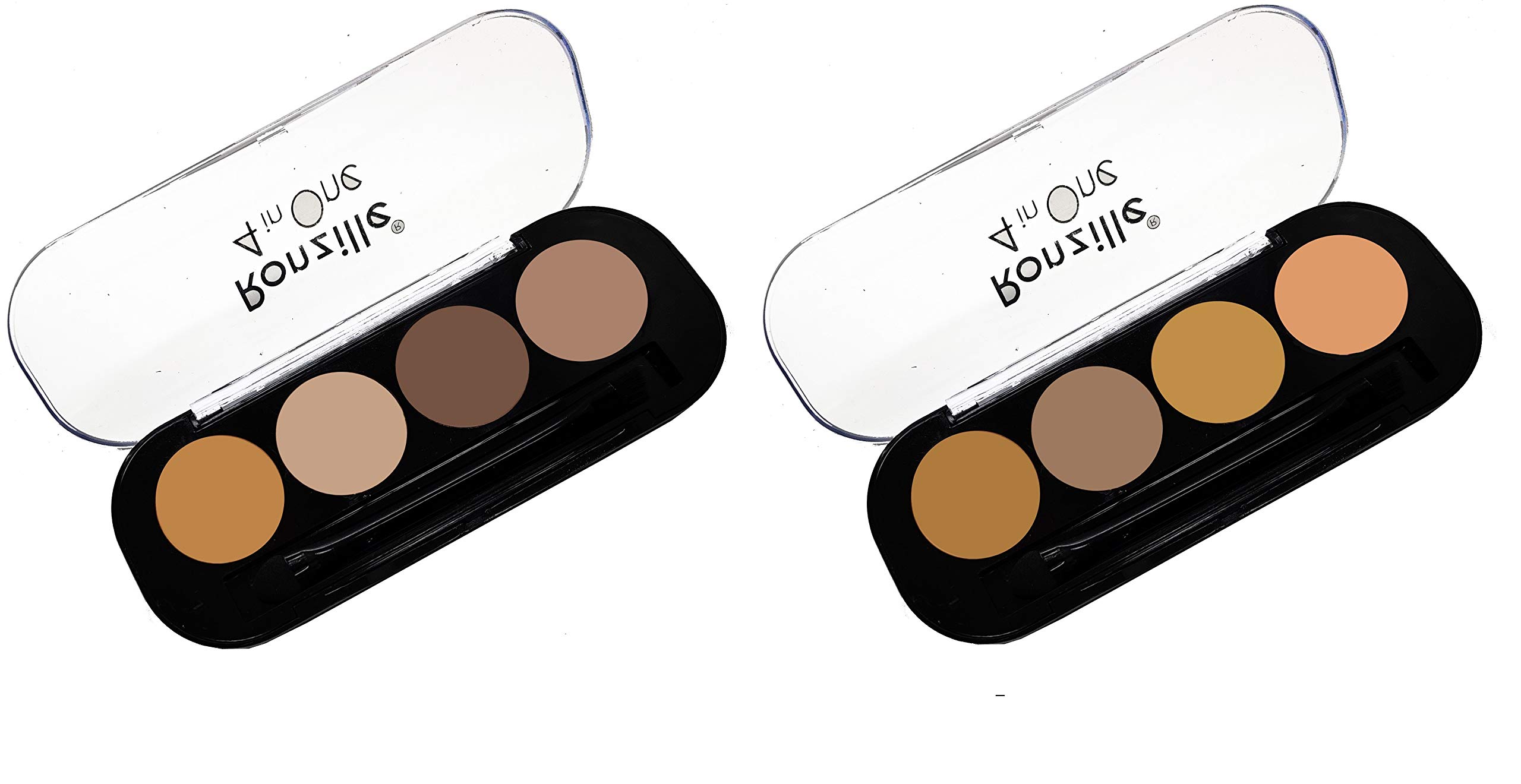 Ronzille 4-in-1 Cream Concealer Palette - Shade A & B (2 Pack) - Full Coverage, Contour & Highlight Makeup Kit for Flawless Face - Perfect for Professional Makeup Artists & Daily Beauty Routine
