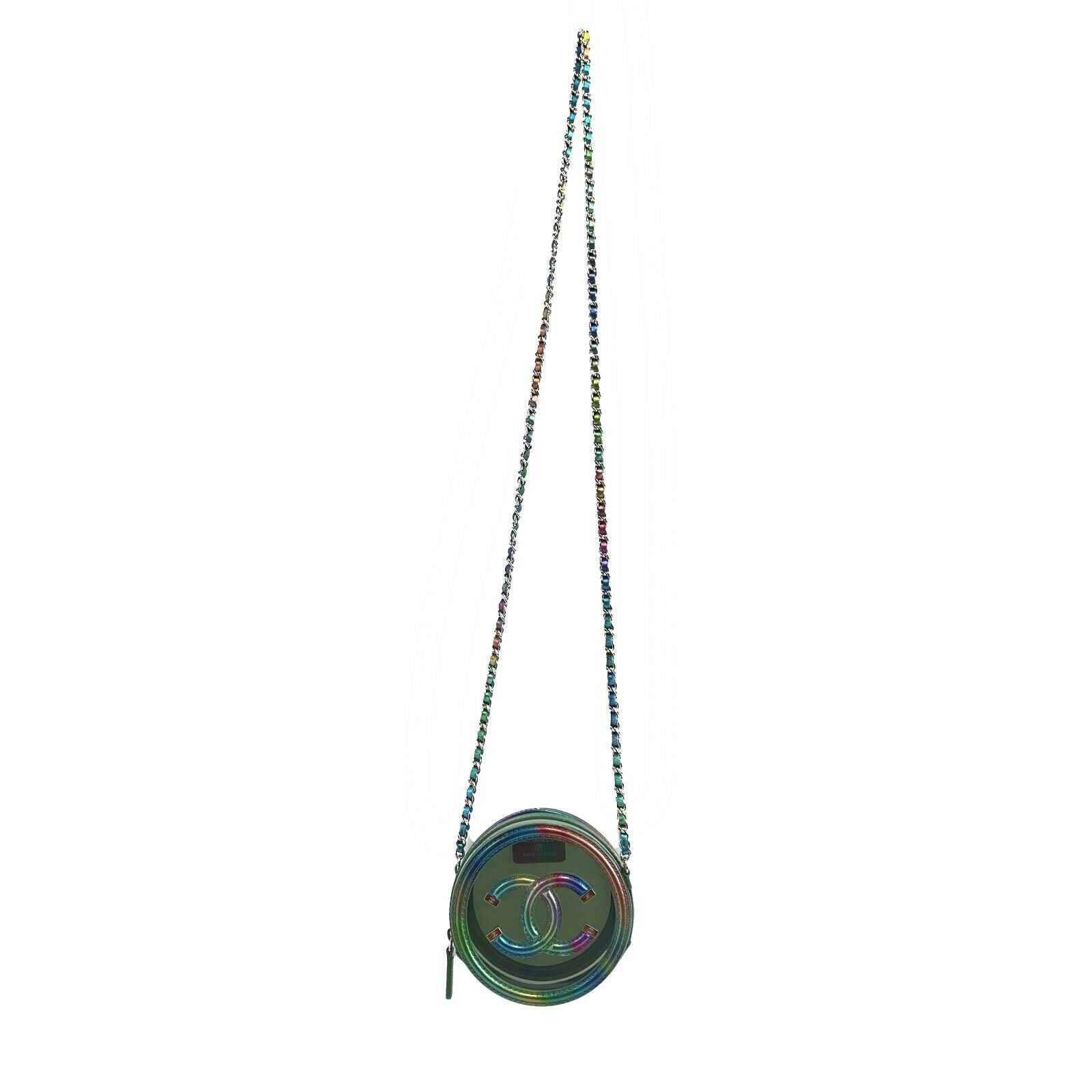 CHANEL Rainbow Mini PVC Round Crossbody Bag - Multicolor Shoulder Purse for Women | Perfect for Parties, Travel & Everyday Use