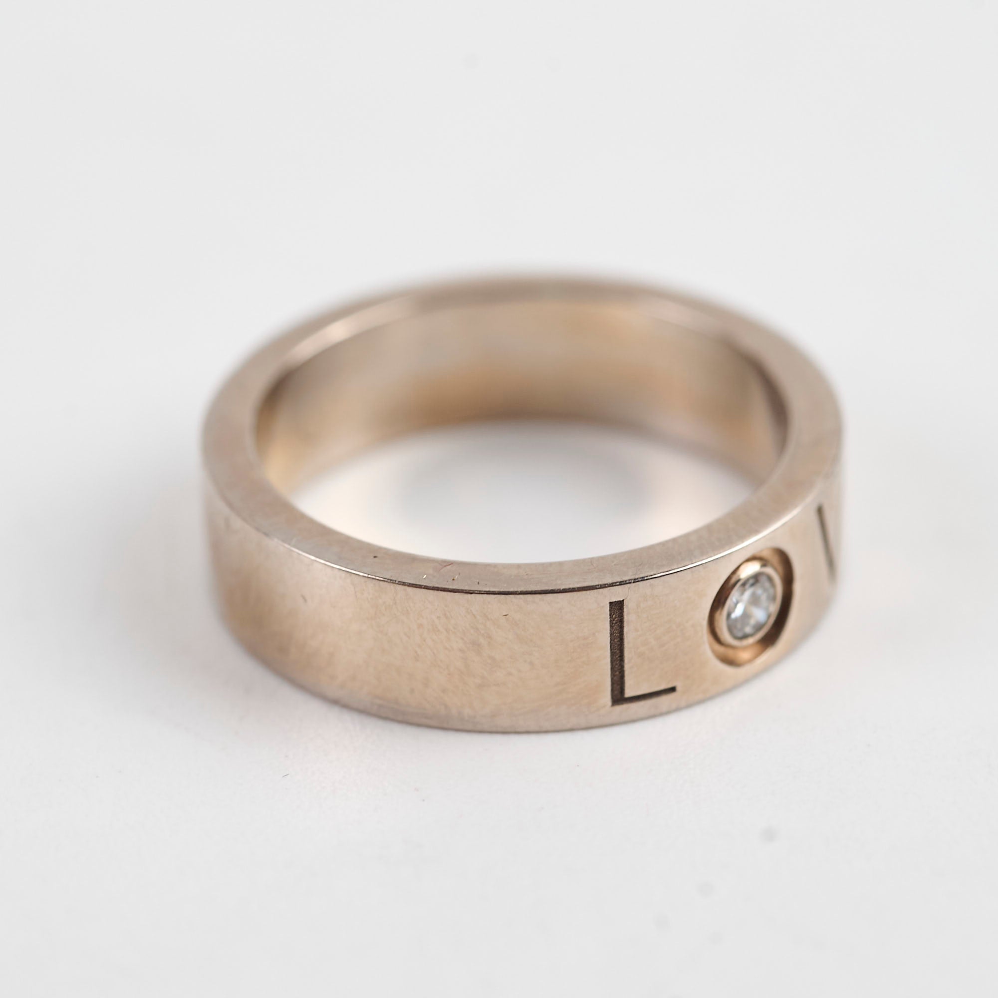 Cartier Love Platinum Ring with 1 Diamond - Size 56 for Women | Luxury Wedding Band, Anniversary Gift & Engagement Jewelry for Special Occasions