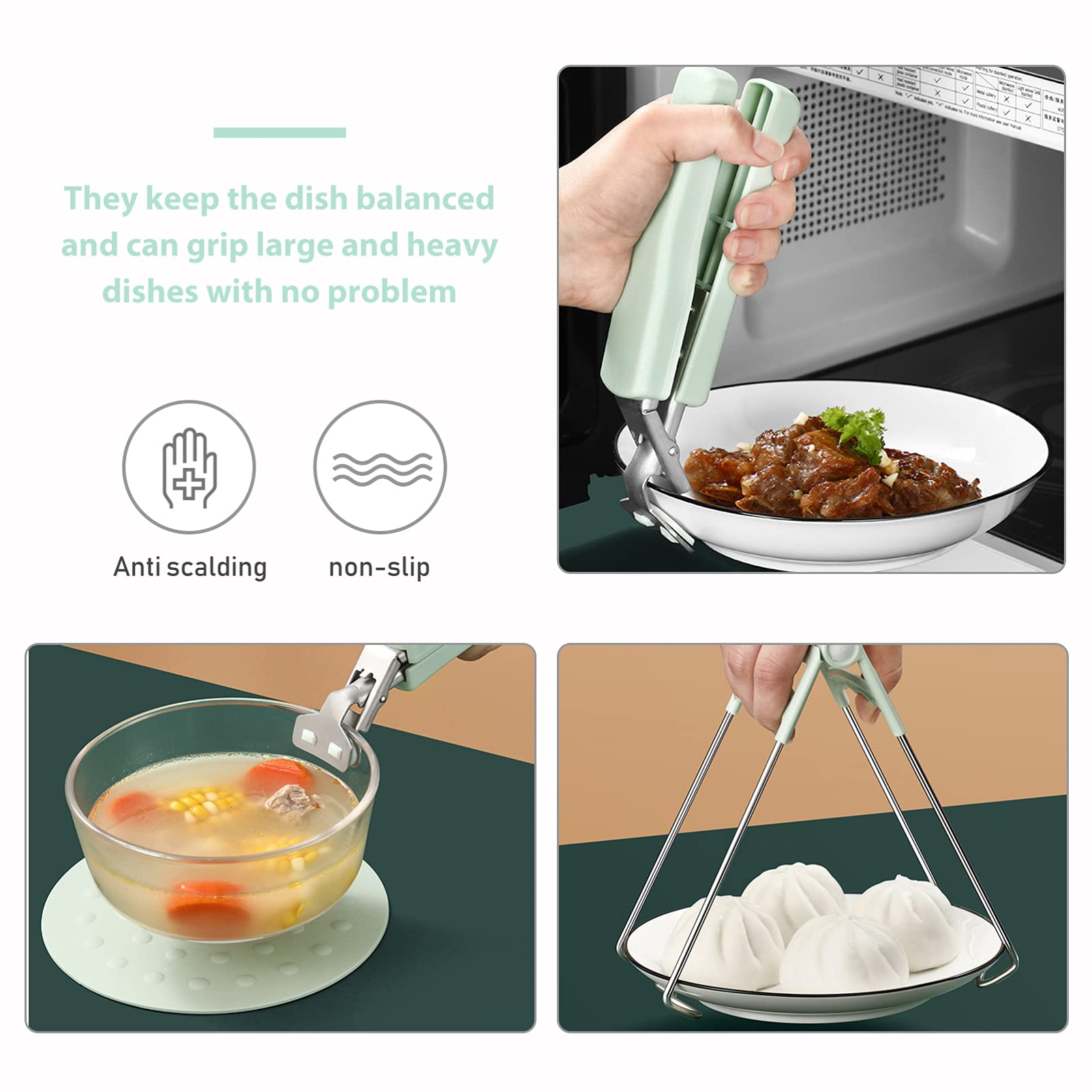 BESPORTBLE 1 Set Kitchen Bowl Tongs Pot Lifter - Hot Dish Gripper Retriever Clips for Cooking, Serving & Grilling - Heat-Resistant Silicone Clamps for Bowls, Pans & Plates - Perfect for BBQ, Baking & Buffet Serving