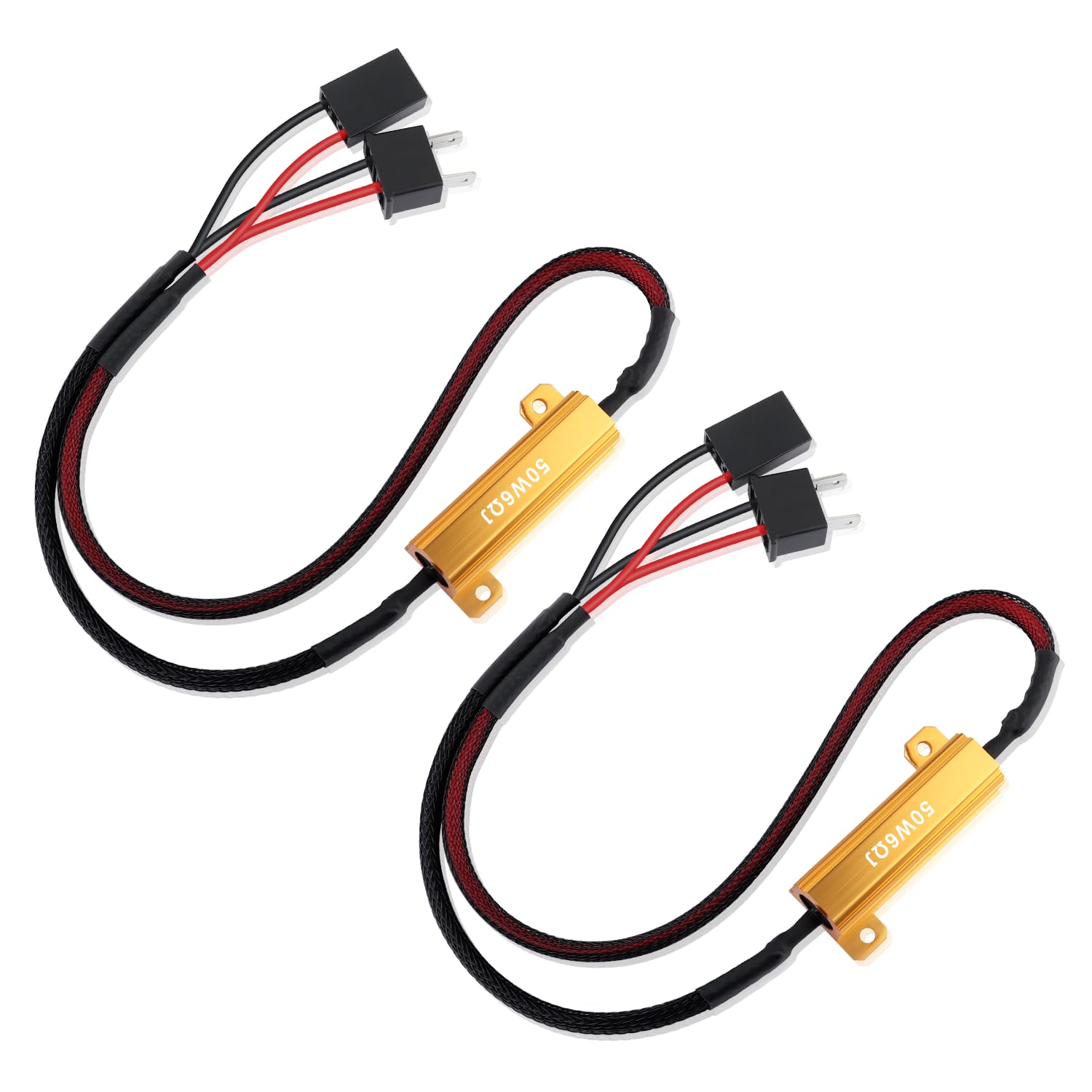 2PCS H7 LED Resistor Kit - 50W 6 Ohm Anti Flicker & Error Decoder for LED Headlights, Fog Lights - Universal Car Accessories - Eliminate Flickering & Error Messages - Perfect for DIY Car Lighting Upgrades & Night Driving Safety