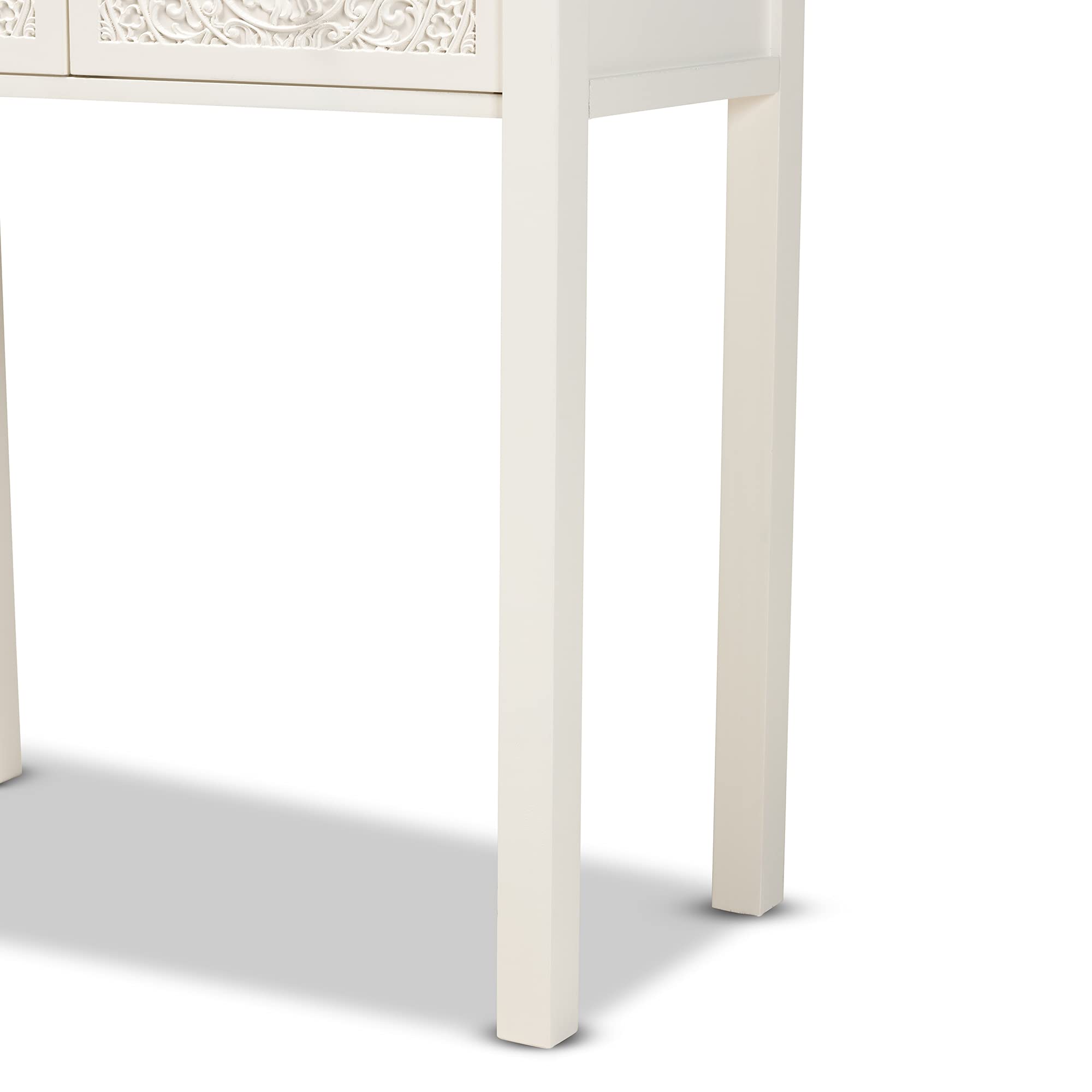 Baxton Studio Lambert Modern White Console Table - Entryway Sofa Table with Storage Shelf for Living Room, Hallway & Bedroom Decor