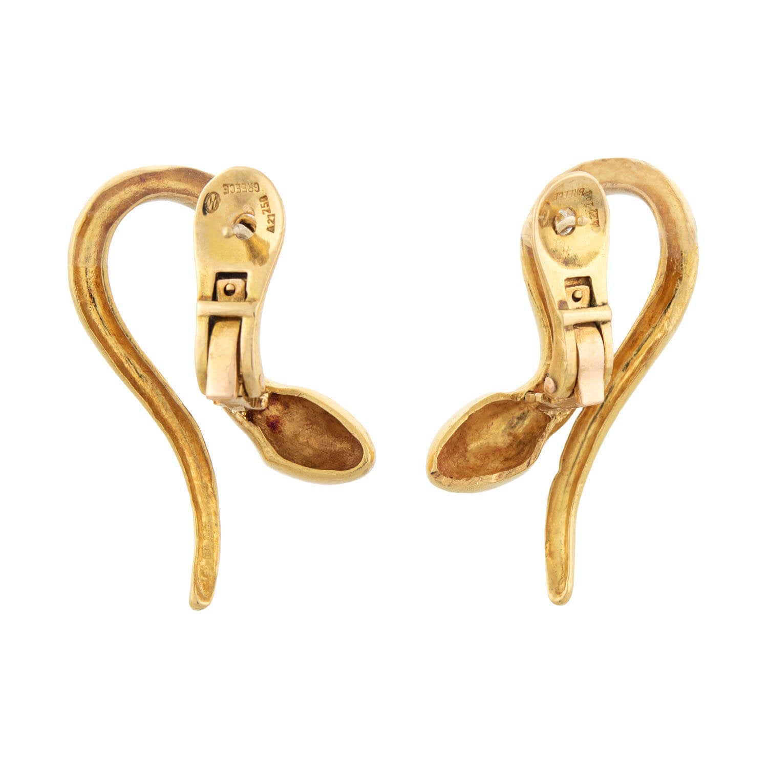LALAOUNIS Estate 18k Gold Abstract Snake Earrings - Vintage Luxury Jewelry for Women, Elegant Serpent Design for Parties, Weddings & Special Occasions