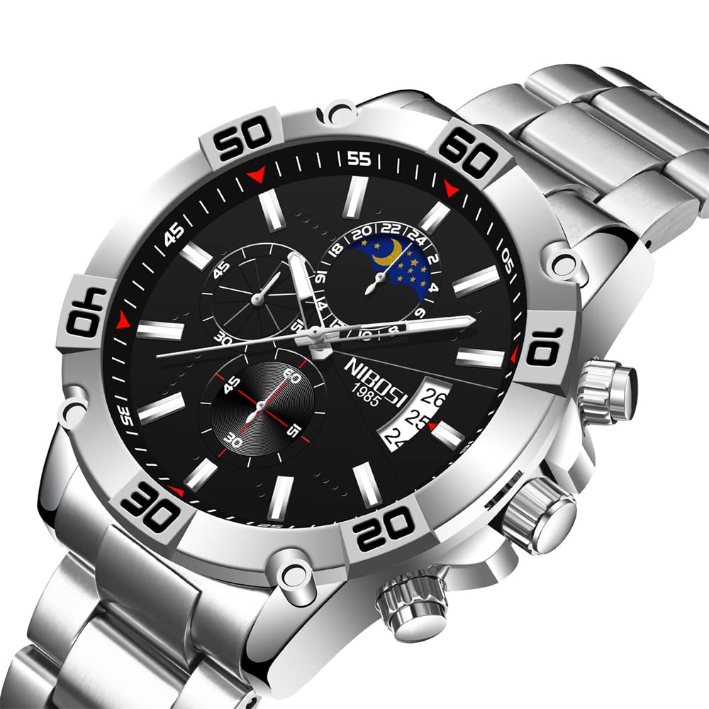 NIBOSI Luxury Men's Watch - Waterproof, Luminous, Stainless Steel - Perfect for Business & Sports