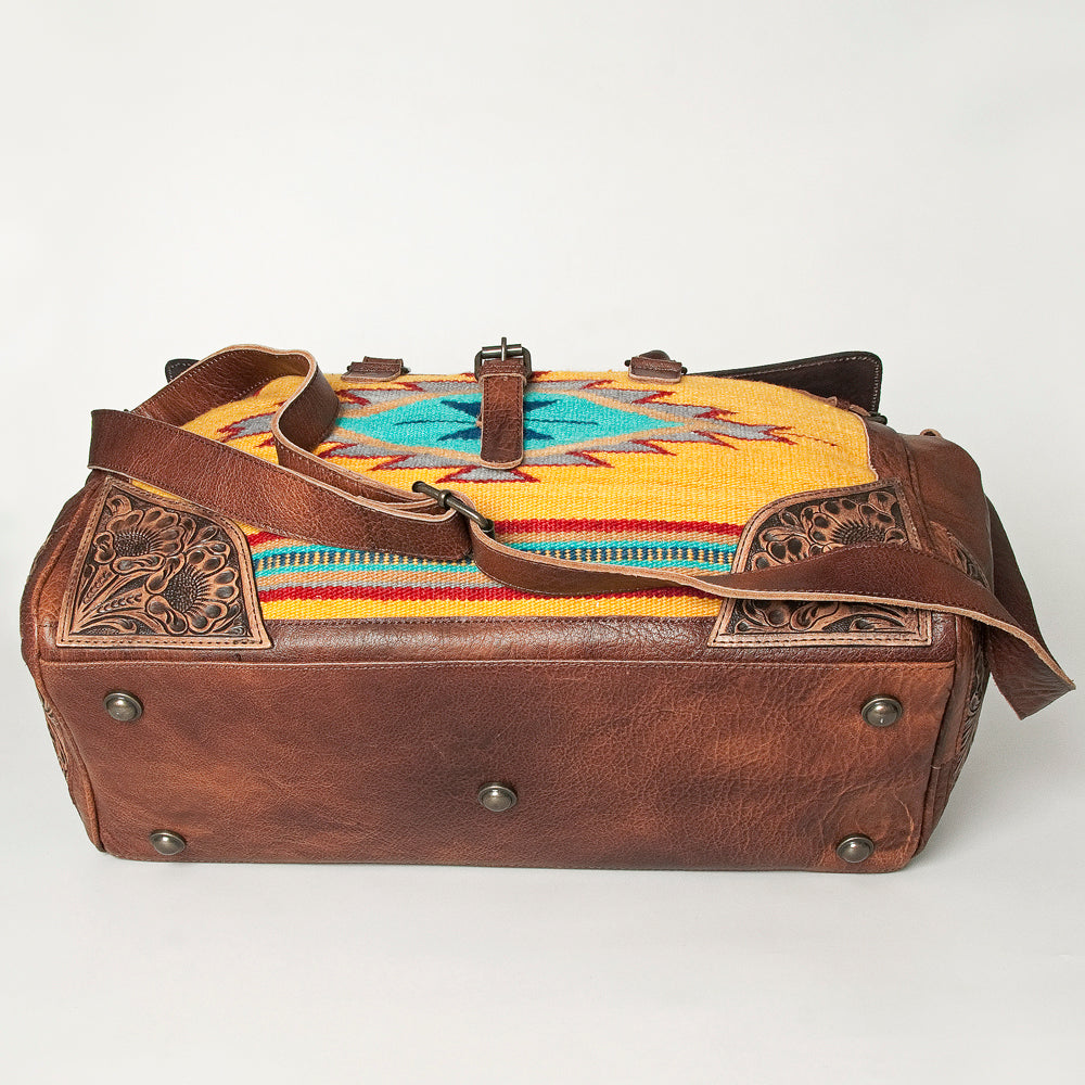 American Darling ADBG516 Genuine Leather Women's Western Handbag - Hand Tooled Saddle Blanket Duffle Purse for Cowgirl Style & Everyday Use