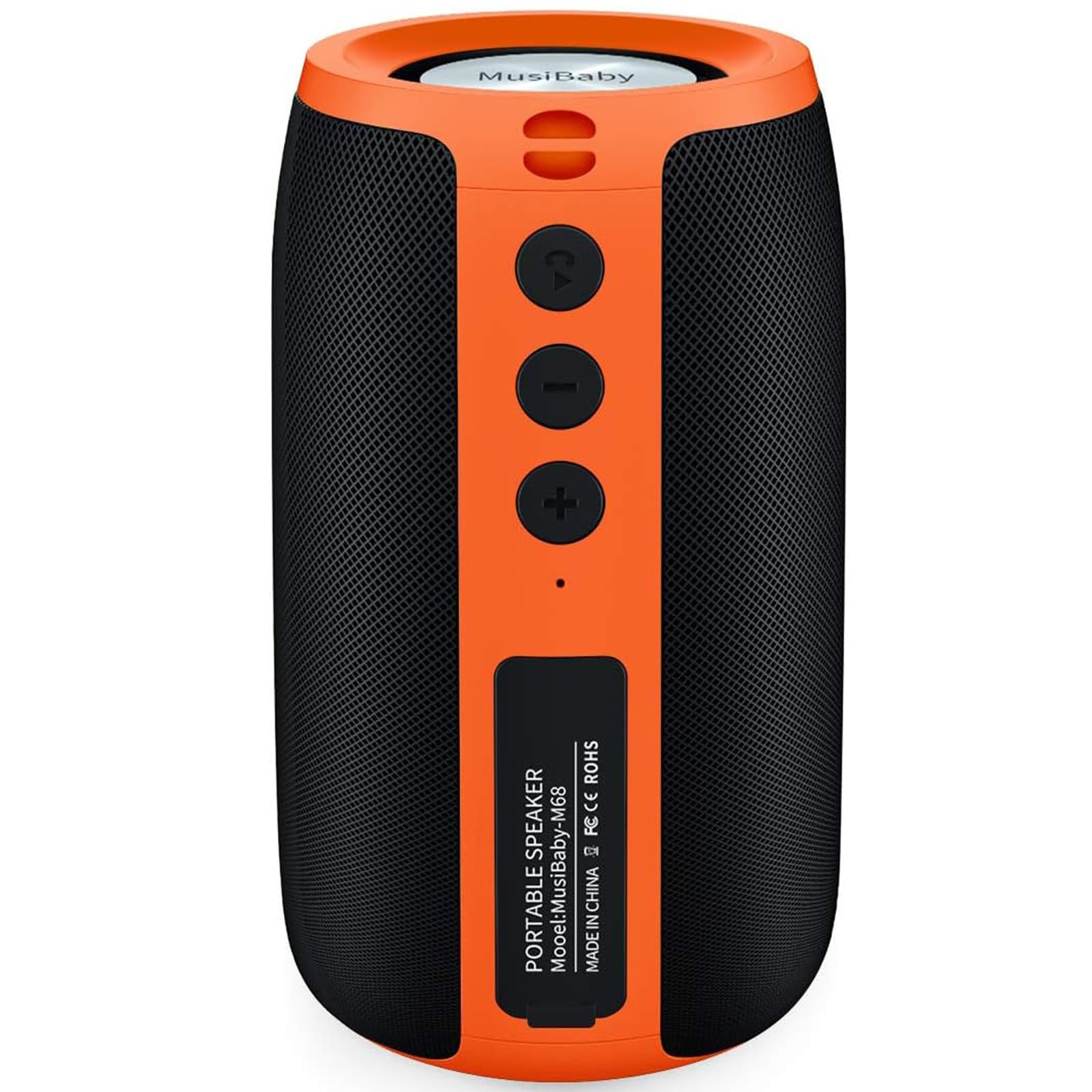MusiBaby Bluetooth Speaker - Wireless, Waterproof, Portable with Stereo Sound & Booming Bass, Bluetooth 5.0, 24H Playtime, Dual Pairing, Ideal for Home, Party, Travel, Outdoor Adventures, and Gifting - Orange