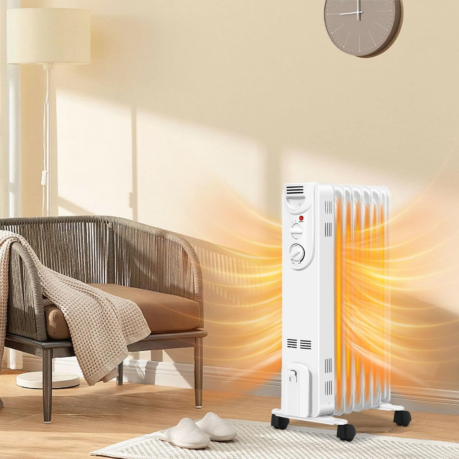 ARLIME 1500W Oil Filled Radiator Heater with Adjustable Thermostat - Portable Space Heater with 3 Heat Settings, Overheat & Tip-Over Protection - Energy Efficient Electric Heater for Home, Office, Bedroom & Living Room - Perfect for Winter Warmth & Indoor Comfort