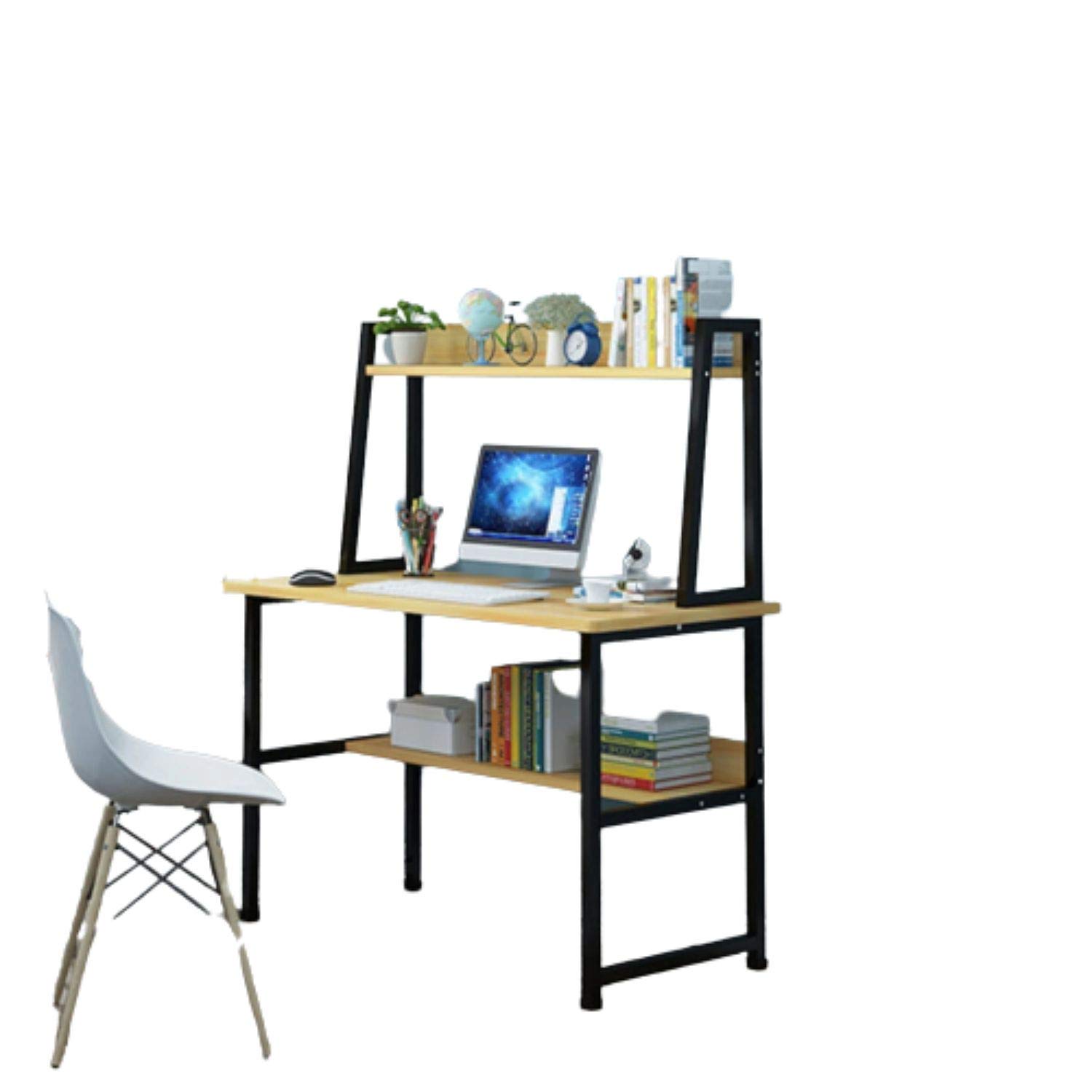 Large Computer Desk with Bookshelf - Sturdy Home Office Desk for Work & Study, Modern Writing Table with Storage Space - Perfect for Small Spaces & Remote Work