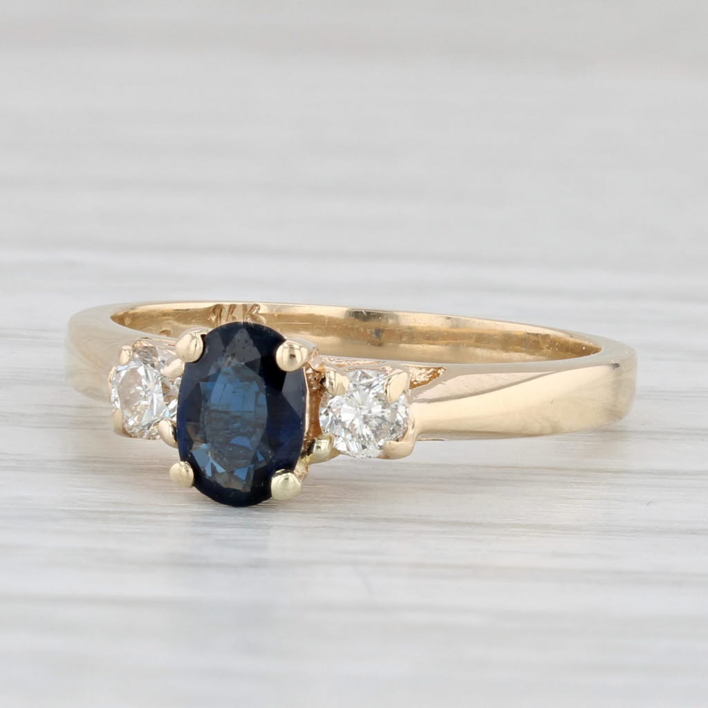 0.70ctw Oval Blue Sapphire & Diamond Engagement Ring in 14k Yellow Gold, Size 6 - Perfect for Proposals, Anniversaries & Special Occasions