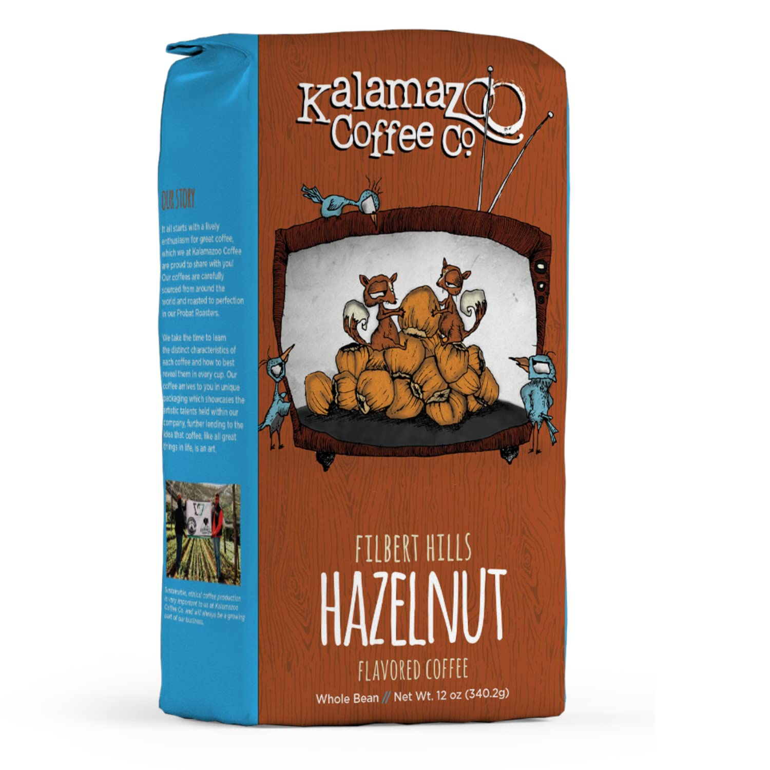 KALAMAZOO COFFEE COMPANY Hazelnut Whole Bean Coffee - Premium Filbert Hills Flavored Coffee Beans | 12oz Bag (1 Pack) for Home Brewing, Office Use & Gifts