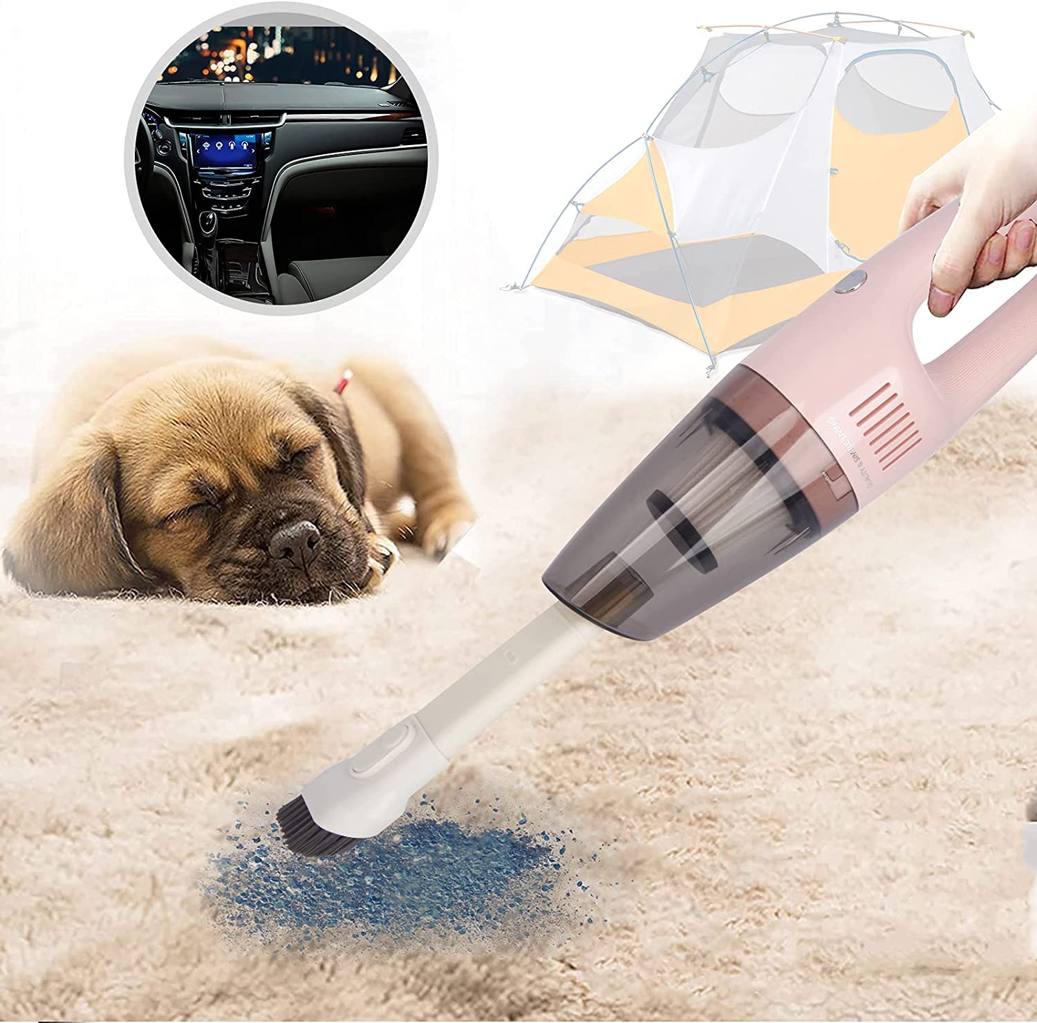 **Cordless Handheld Vacuum Cleaner - Powerful Portable Lightweight Vacuum for Pet Hair, Car Interior Dust, Home Dirt - Pink Hand Vacuum | Perfect for Quick Cleaning, Cars, Pets & Small Spaces**
