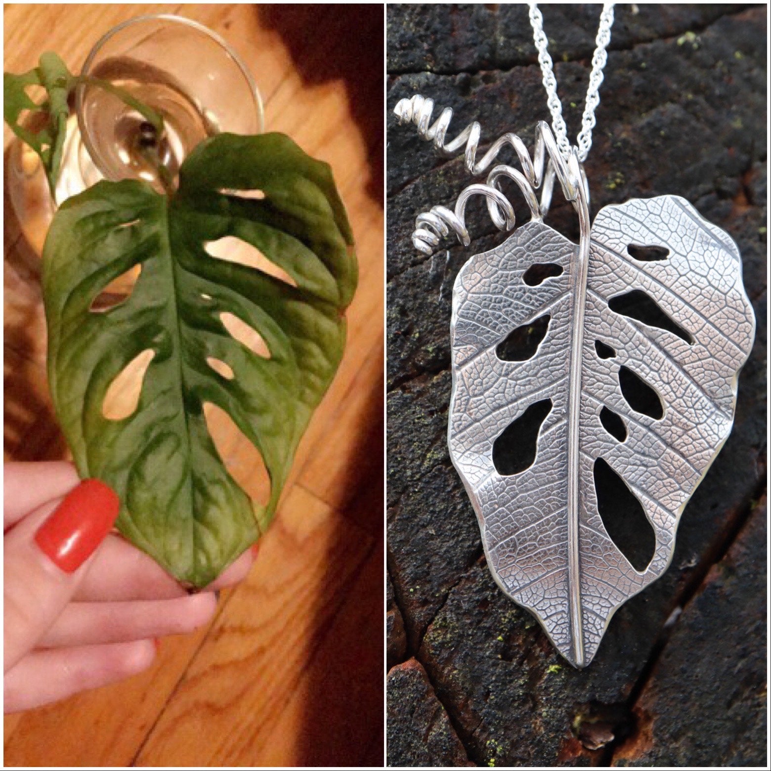 Monstera Adansonii Leaf Pendant Necklace - Swiss Cheese Plant Jewelry for Women - Boho Nature-Inspired Accessories for Everyday Wear & Plant Lover Gifts