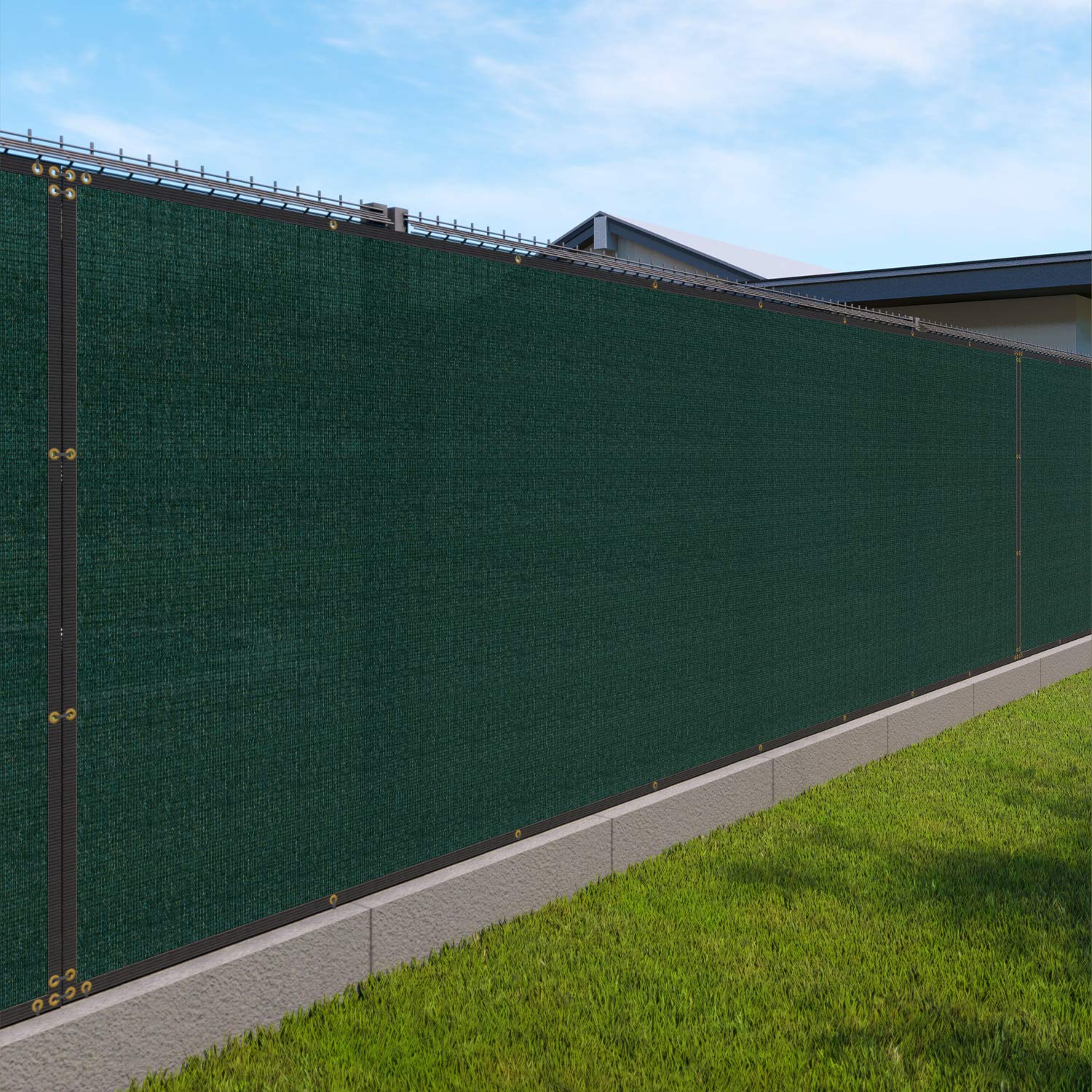 Heavy Duty 6' x 36' Privacy Screen Fence - Solid Green Windbreak with Brass Grommets (150 GSM) | Custom Sizes Available | Perfect for Patio, Garden & Outdoor Privacy Protection