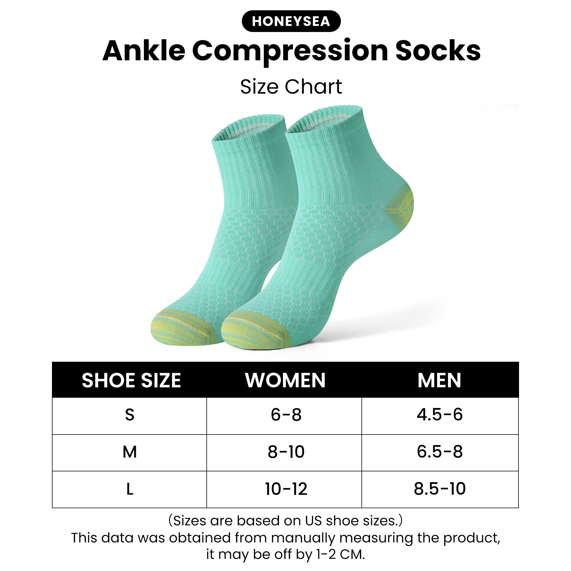 Honeysea Women's Breathable Mesh Crew Socks - 6 Pairs Lightweight Athletic Compression Socks for Hiking, Running, Gym & Everyday Comfort