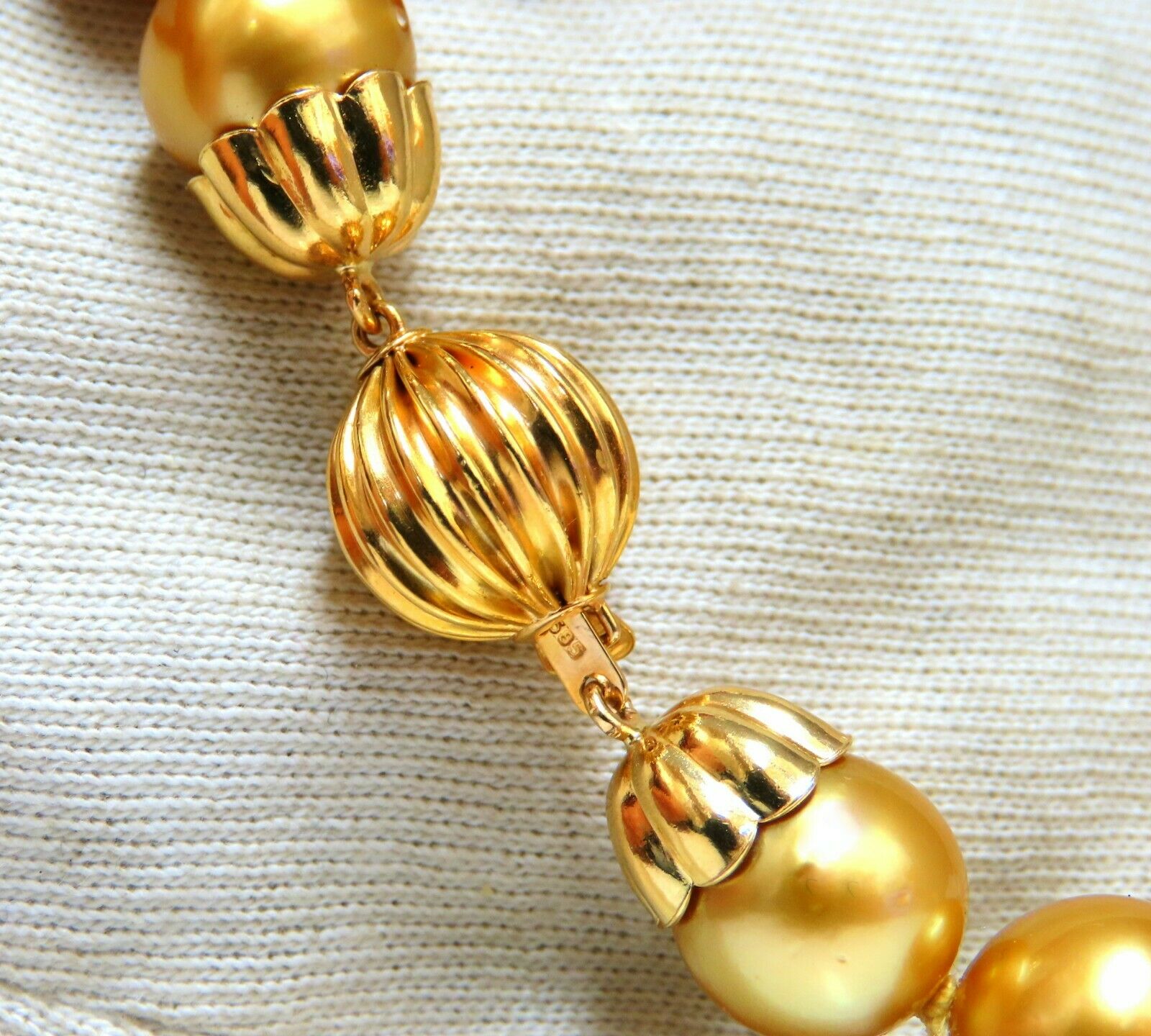 GIA Certified 14mm Natural South Sea Golden Pearls Necklace - Elegant Jewelry for Weddings, Parties & Special Occasions