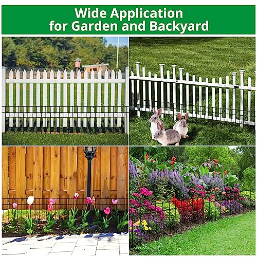 GARVEE 24x15 Inch No Dig Metal Fence - Rustproof Garden Barrier for Dogs, Rabbits & Small Animals | Easy Installation for Yards, Flower Beds & Landscaping