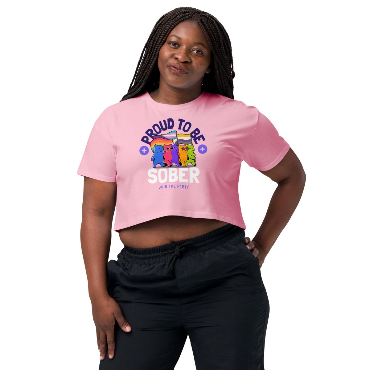Proud to Be Sober Women's Crop Top - Rainbow Resilience Collection | Motivational Recovery Apparel for AA Meetings & Sober Living