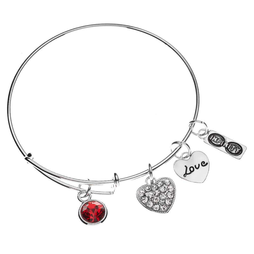 Birthstone Charm Bracelet & Bangle for Women - Personalized Sterling Silver Jewelry Gift for Mom, Daughter, Sister | Perfect for Birthdays, Anniversaries & Special Occasions