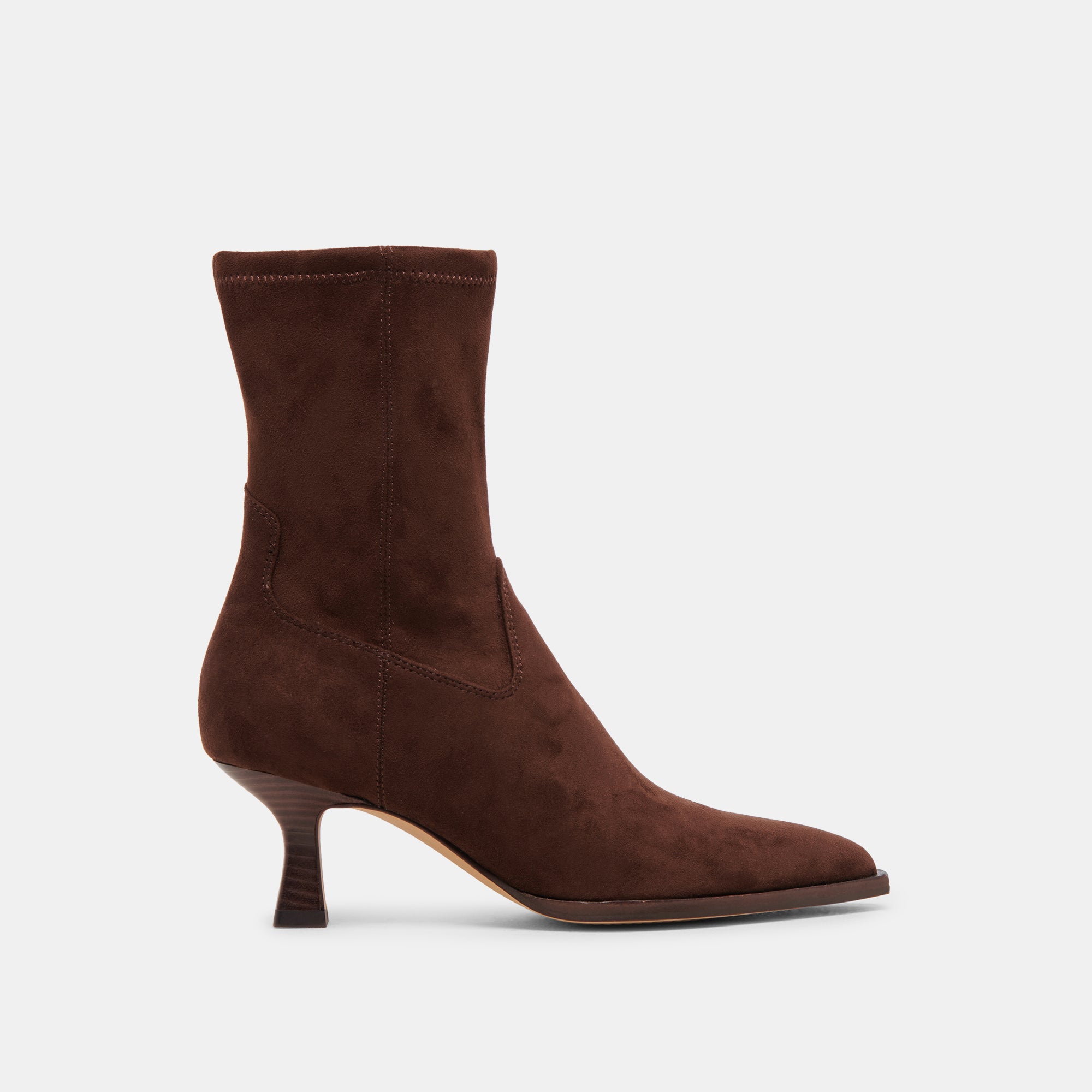 ARYA Wide Calf Boots for Women - DK Brown Stella Suede Ankle Boots - Comfortable & Stylish for Fall and Winter Outfits