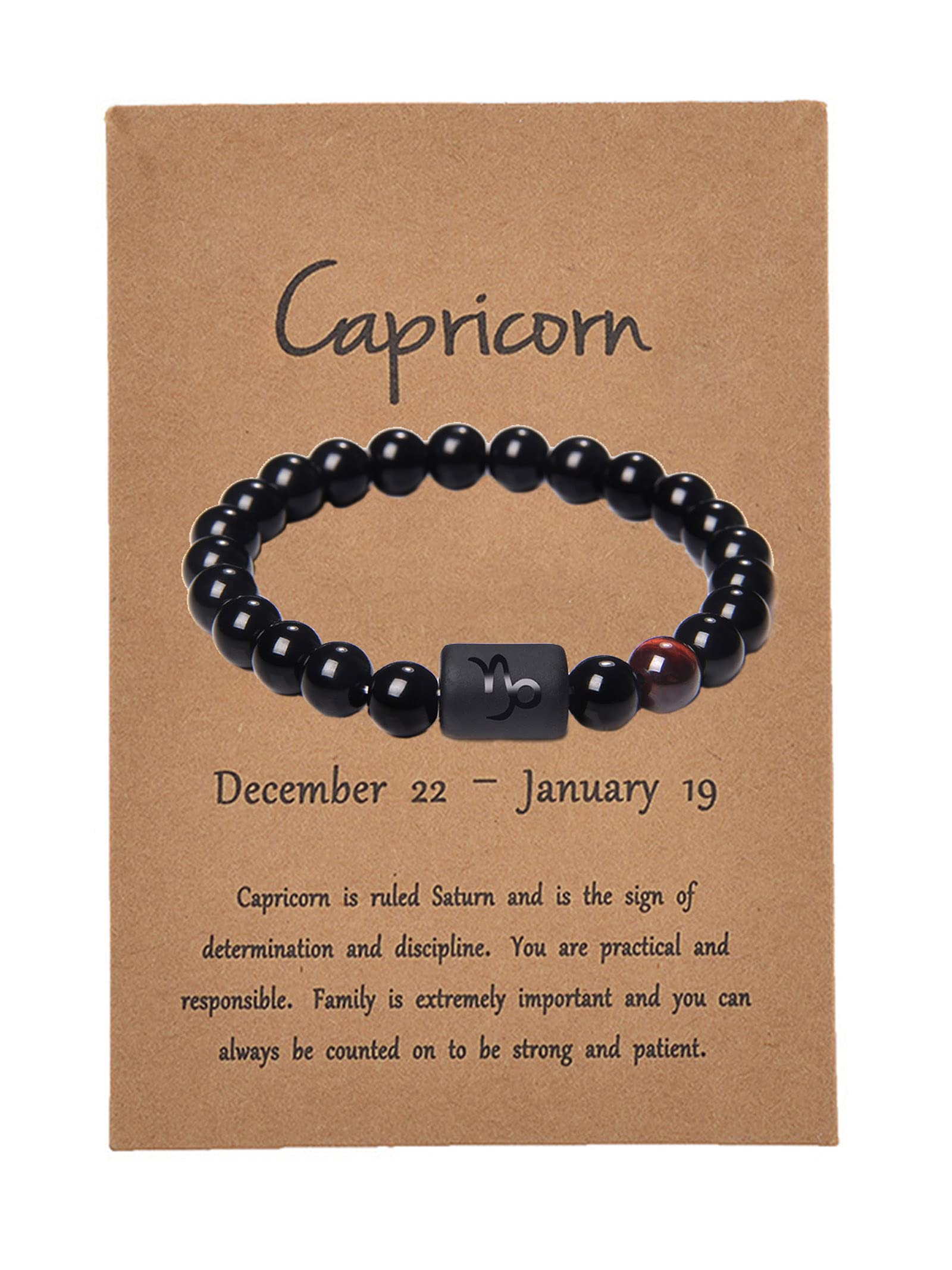 Dcfywl731 Zodiac Couple Bracelet for Men & Women - Black Onyx Natural Stone Bracelet Set - Romantic Anniversary & Christmas Gifts for Him & Her - Perfect for Couples, Valentine's Day & Special Occasions