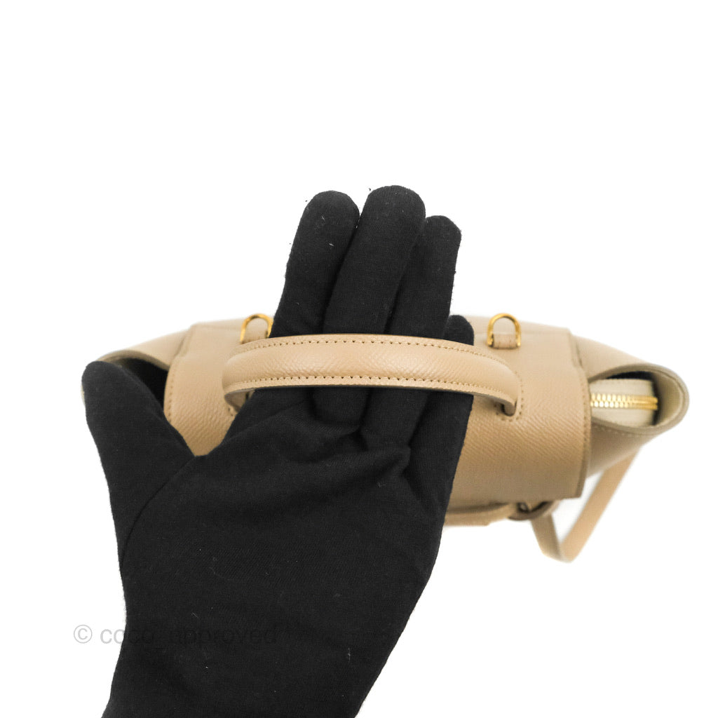 Celine Nano Belt Bag in Light Taupe - Grained Calfskin Leather with Gold Hardware | Crossbody Bag for Women, Perfect for Work, Travel & Everyday Use