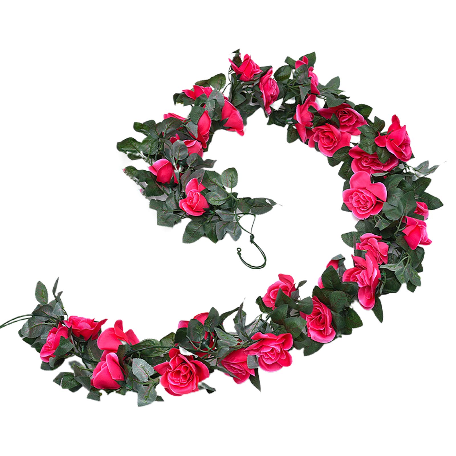 6 Colors Artificial Rose Flower Vine - Eco-Friendly Faux Floral Decor for Home, Wedding, Party & Photo Backdrop - Anti-Deform Durable Hanging Decorations (Rose Red)