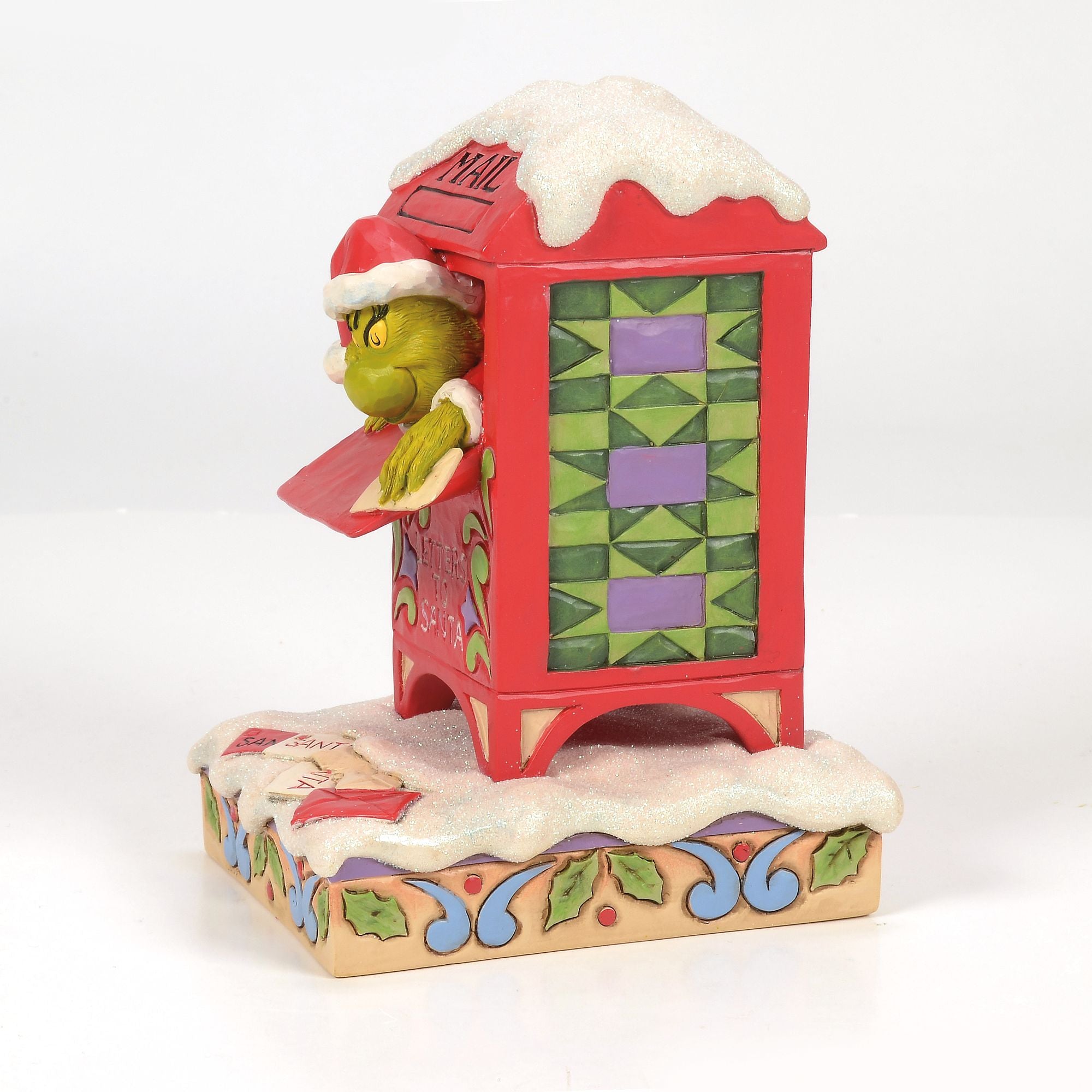 Festive Grinch in Mailbox Figurine - Christmas Decoration for Home, Office & Yard - Perfect for Holiday Decor & Gift Giving