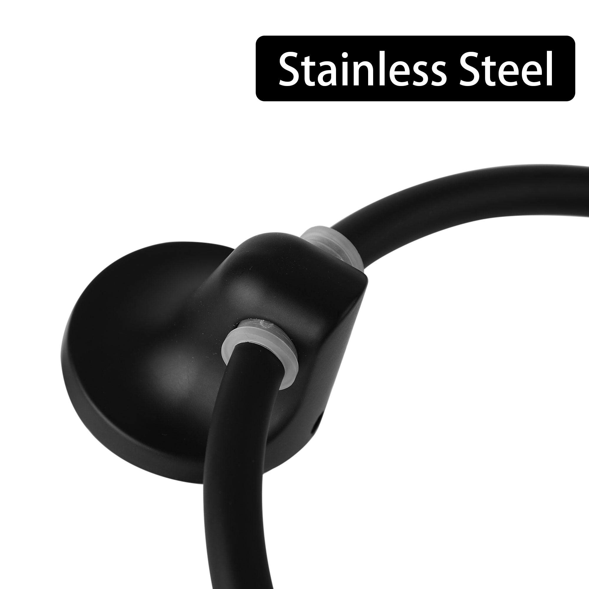 uxcell Matte Black Stainless Steel Towel Ring Holder - Wall Mount Bathroom Towel Rack for Hand & Kitchen Towels - Durable Bath Accessory for Home & Hotel Use