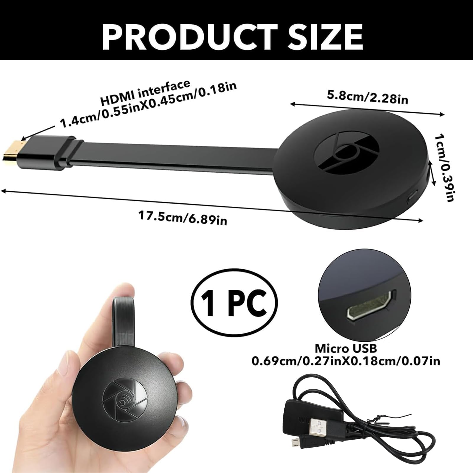 4K Wireless HDMI Dongle - 1080P Dual H.265/HEVC Decoder for Android/iOS/Windows/Mac/Projector | DLNA/AirMirror/AirPlay/Miracast Support | Perfect for Home Theater, Office Presentations & Gaming Streaming