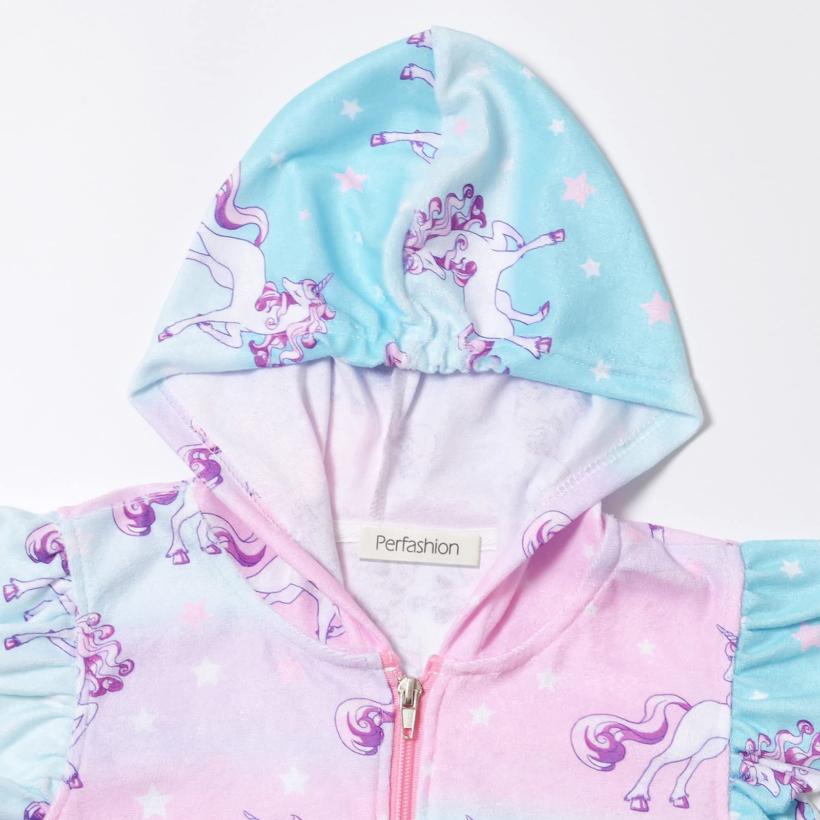 Perfashion Girls Terry Swim Cover Up - Hooded Zip-Up Beachwear for Kids | Perfect for Pool, Beach & Summer Outings