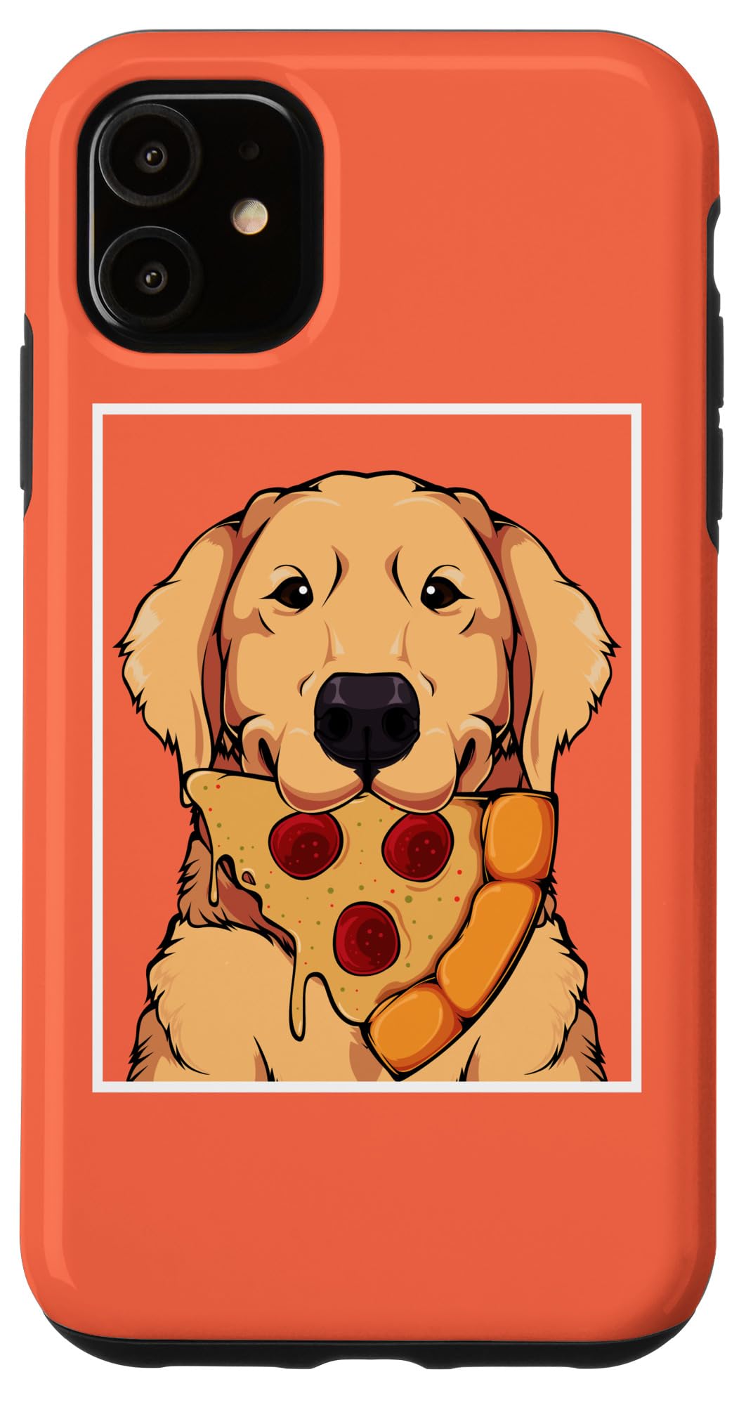 iPhone 11 Case - Golden Retriever & Labrador Dog Eating Pizza Funny Pet Design - Perfect Gift for Dog Lovers & Fast Food Fans - Protective Phone Cover for Daily Use, Work & Travel