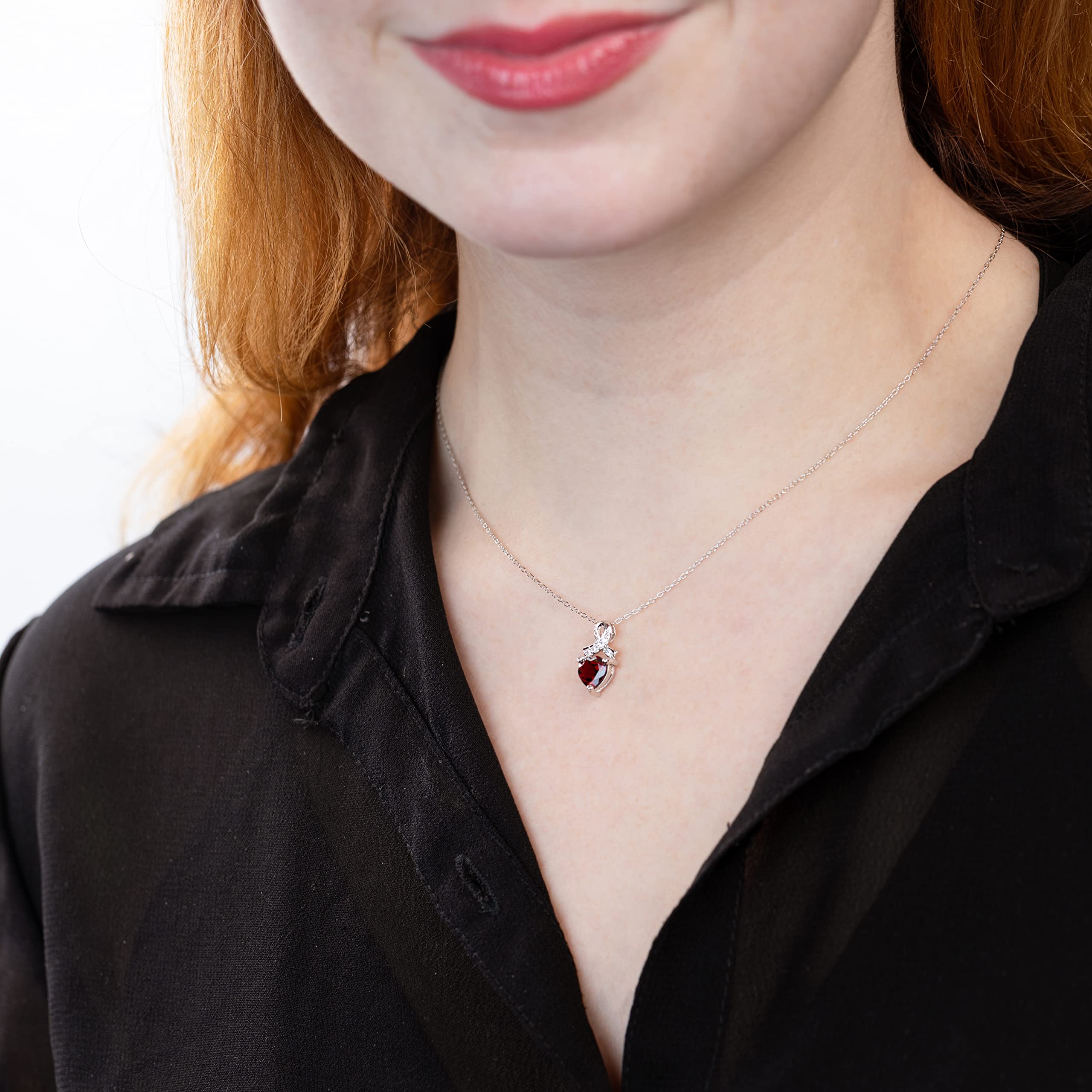 Sterling Silver Gemstone Pendant Necklace - Birthstone Jewelry Gift for Women | Wedding & Anniversary Gift