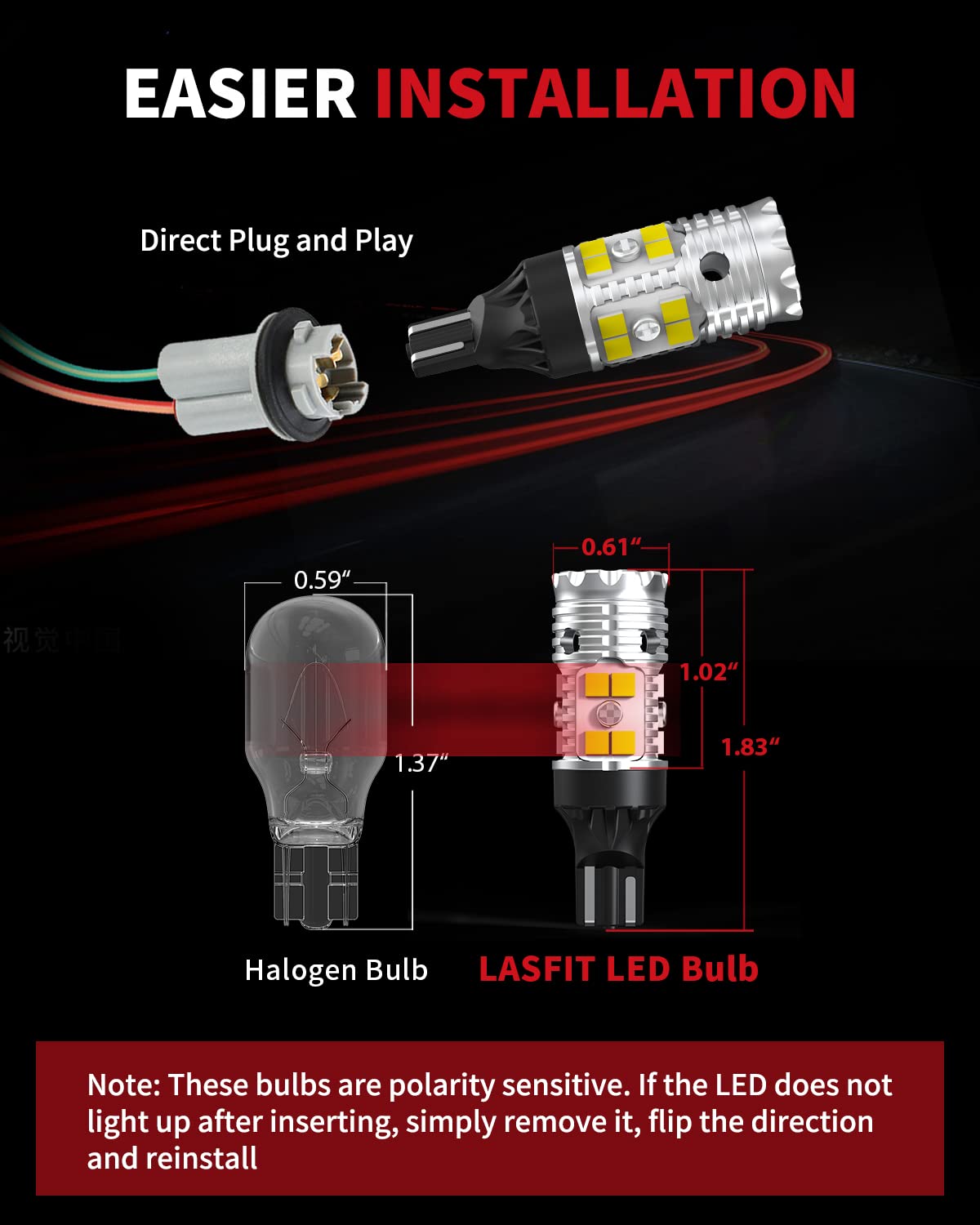 LASFIT 921 LED Bulb Reverse Lights - CANBUS Error Free 6000K Xenon White - Compatible with 912 T15 W16W 906 904 916 - Perfect for Car Back Up & Reversing Safety (Pack of 2) - Ideal for Night Driving & Parking Assistance