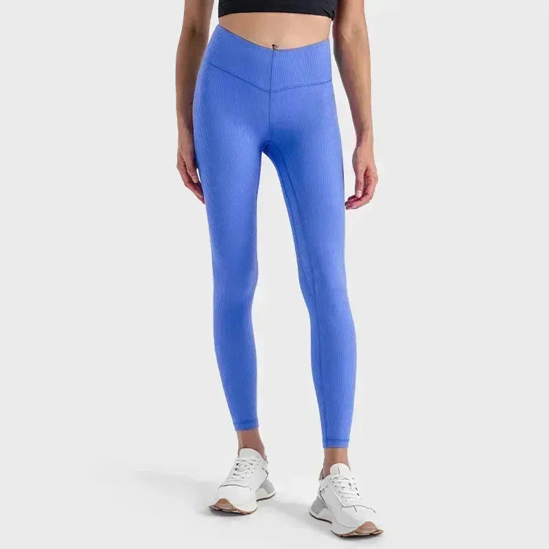 High Waist Yoga Pants for Women - Lemon Align Ribbed Workout Leggings with Elastic Lift Hip - Perfect for Running, Fitness, Exercise & Pilates - Gym, Lounge & Everyday Wear