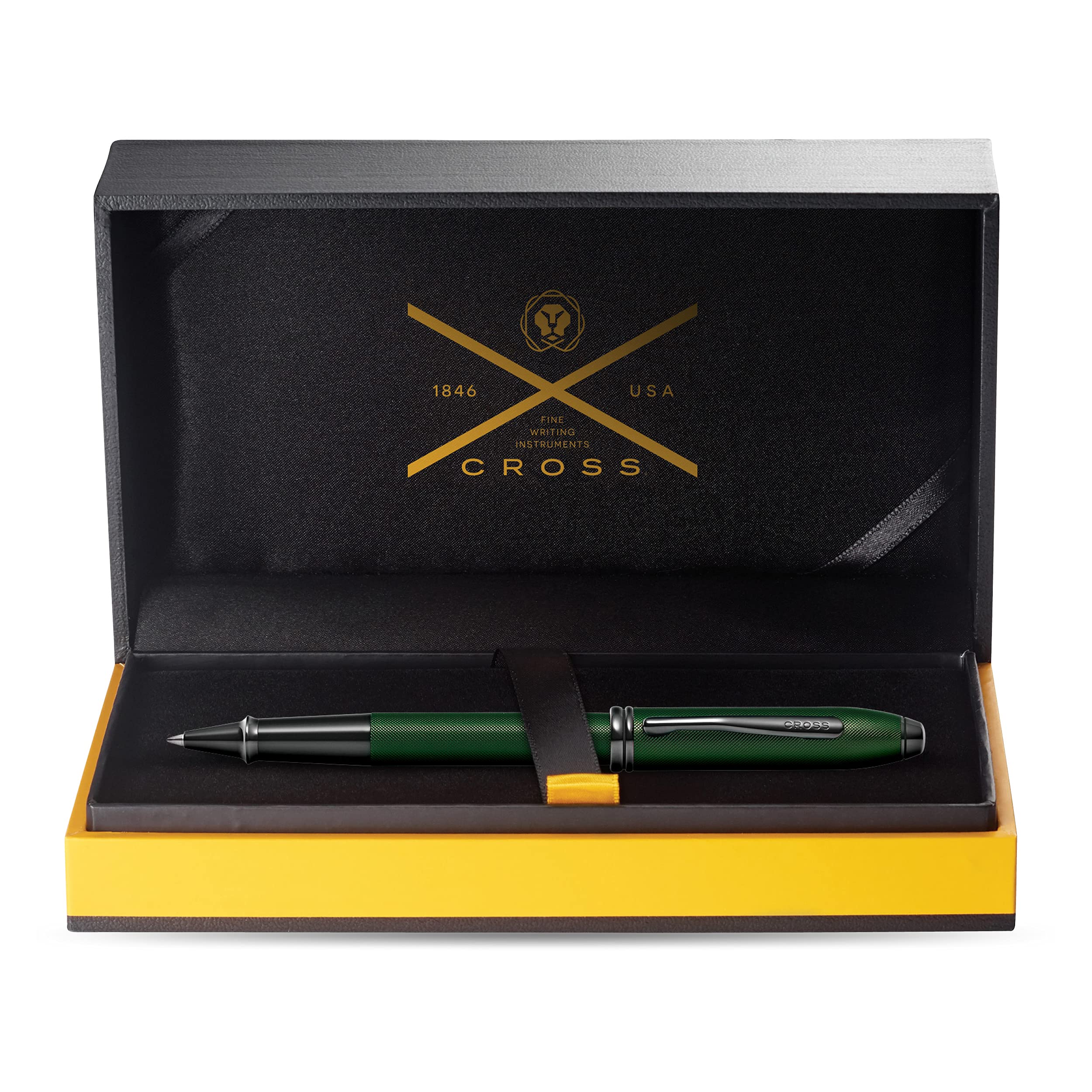 Cross Townsend PVD Micro-knurl Rollerball Pen - Matte Green Luxury Writing Instrument for Professionals | Perfect for Office, Business Meetings & Signature Documents