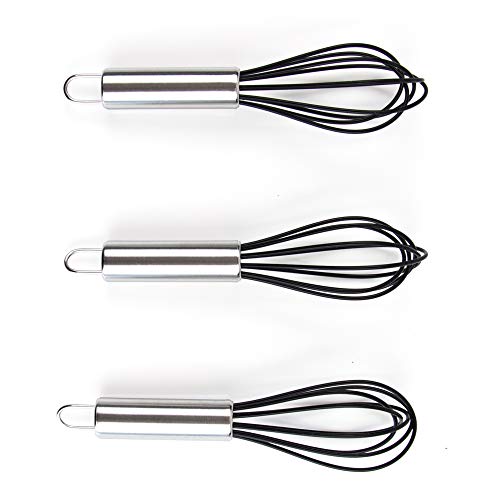 Premium Silicone Hair Color Whisk Set of 3 with Stainless Steel Handle - Professional Salon Hair Dye Mixer Tool for Perfect Color Blending - Ideal for At-Home Hair Coloring & Salon Treatments
