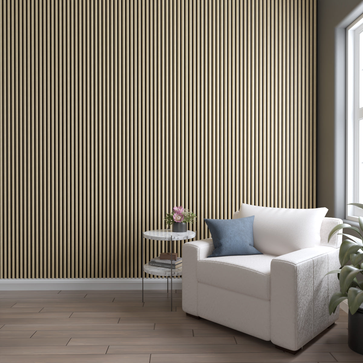 Acoustic Slat Wood Wall Panel - Half Round Slats for Home Theater, Office & Studio Soundproofing | Natural Wood Wall Decor