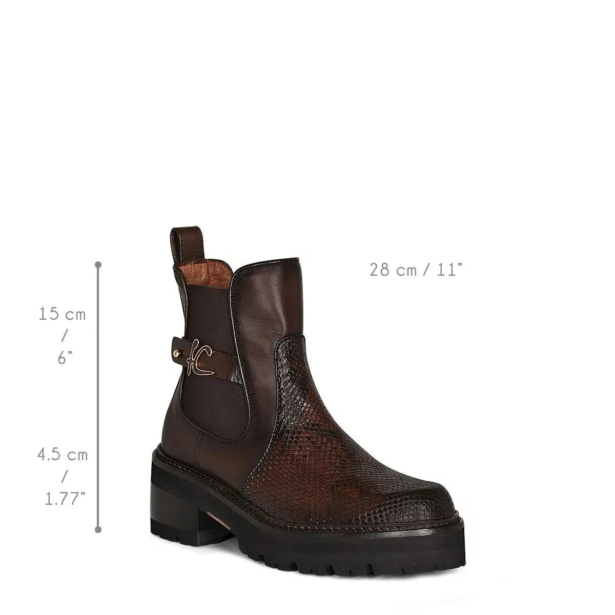 Franco Cuadra Women's Brown Casual Fashion Python Skin Combat Boots - 47WPBTS | Stylish & Comfortable for Everyday Wear, Outdoor Adventures & Fashion Outfits