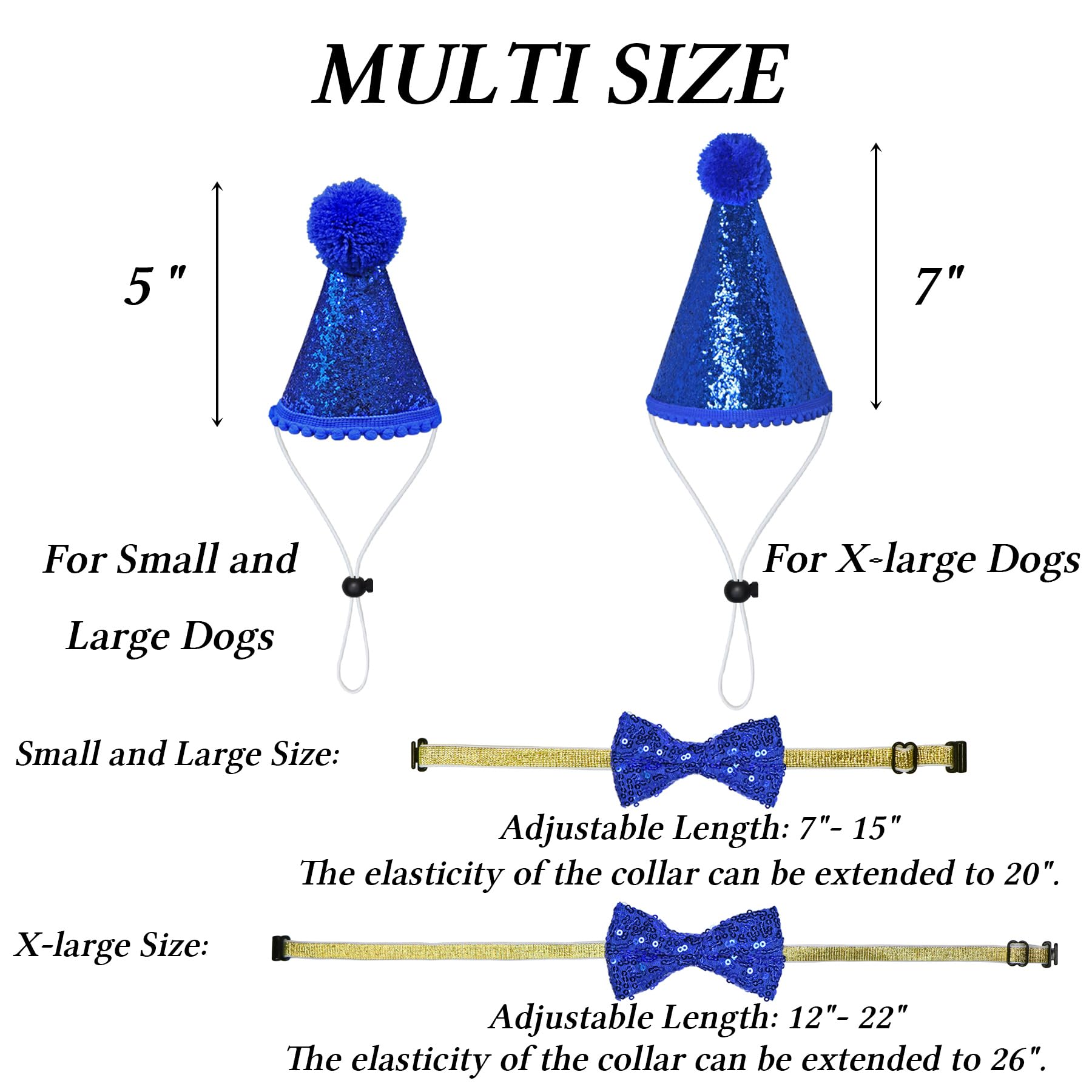 STMK Dog Birthday Party Decorations Set - Adjustable Birthday Hat, Bandana, Bow Tie, Banner & Number Signs for Large & XL Dogs - Perfect for Puppy Birthday Celebrations & Pet Parties (X-Large, Blue)