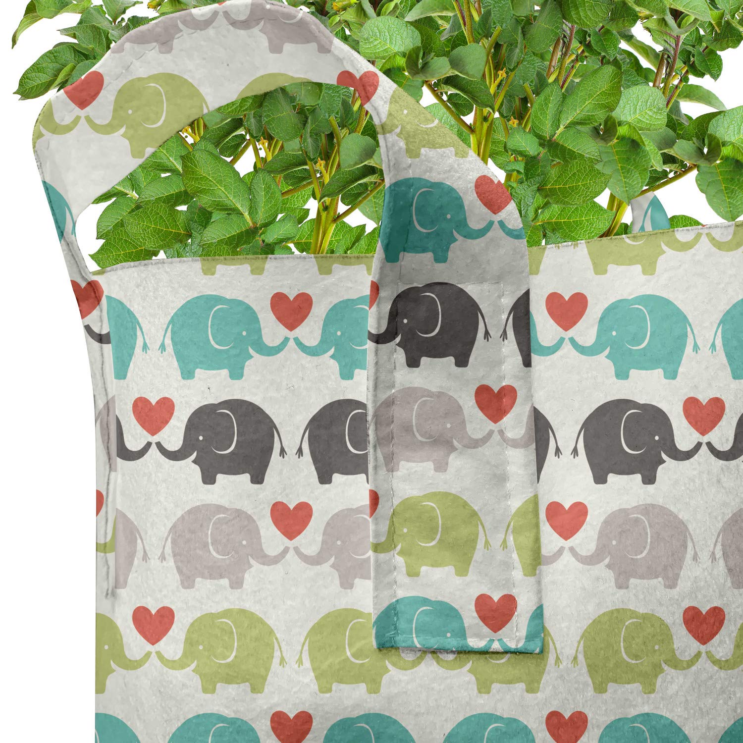 Ambesonne 5-Pack Heavy Duty Fabric Grow Bags with Handles - Cartoon Elephant Design Plant Pots for Indoor/Outdoor Gardening, Vegetables, Flowers & Herbs | Durable, Multicolor & Easy to Use