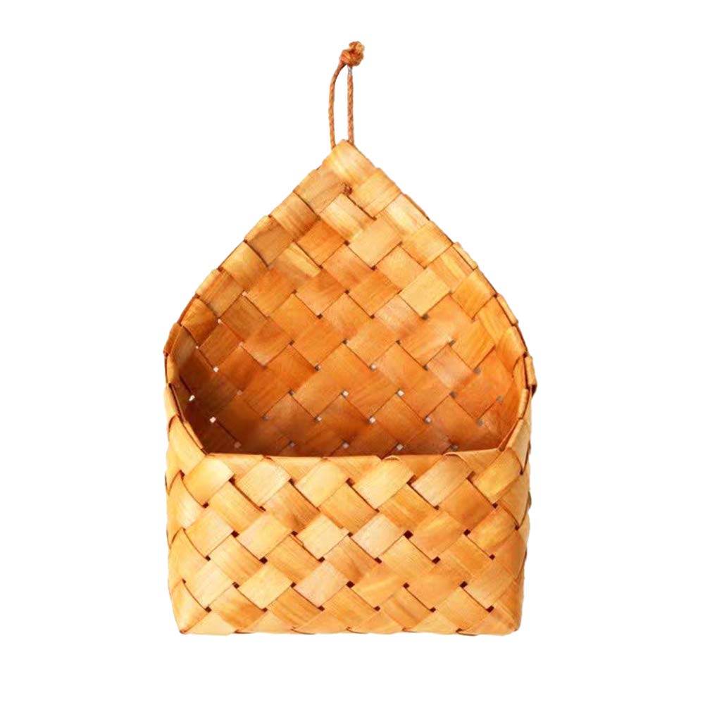 YJXGVJFQ Wall Basket - Bamboo Woven Wall-Mounted Storage Container for Hanging Plants, Flowers & Home Decor | Perfect for Garden, Living Room & Bedroom Organization