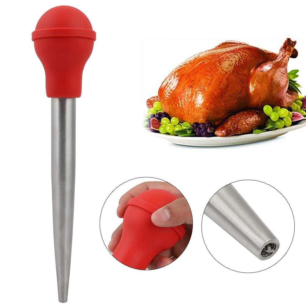 Premium Stainless Steel Turkey Baster & Marinade Injector - Heat-Resistant Condiment Pump for Flavorful Meats, BBQ, Roasts - Perfect for Thanksgiving, Grilling & Cooking