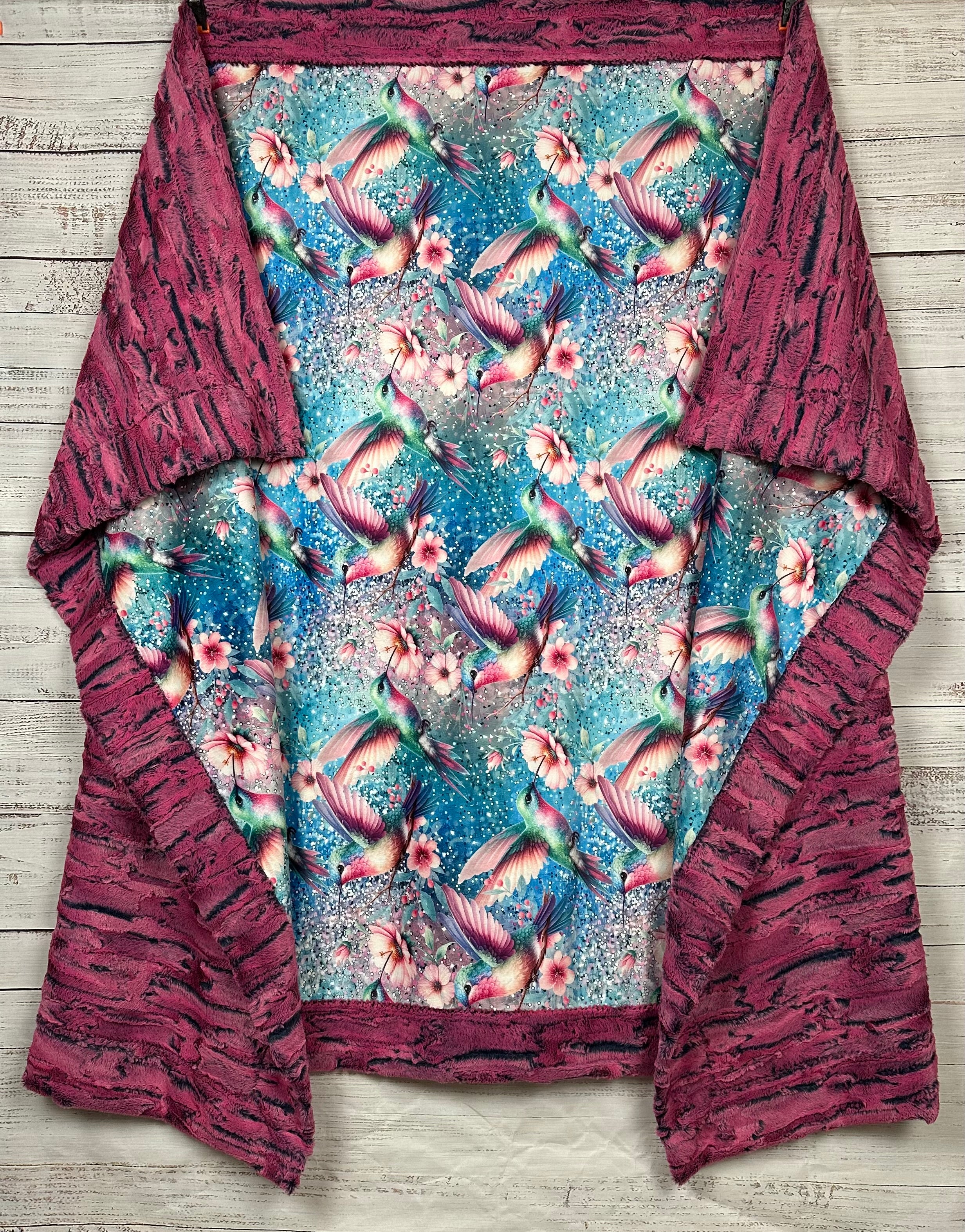 Hummingbirds on Azalea Luxe Large 54x79 Minky Blanket - Ultra Soft Throw for Bed, Couch & Nursery - Perfect Gift for Women & Home Decor
