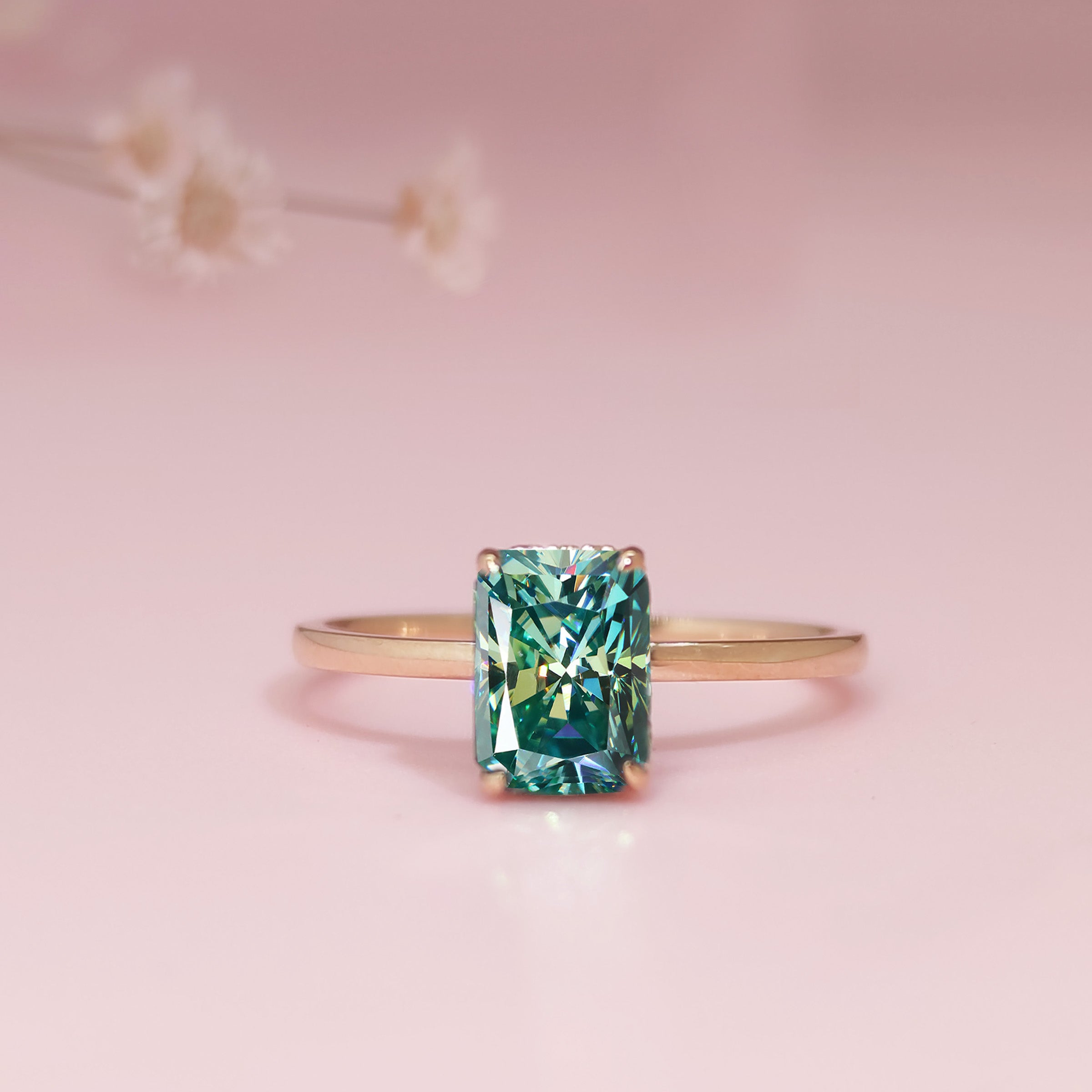 Radiant Cut Moissanite Ring - Geometric Brilliance Ashes Jewelry for Women - Perfect for Engagement, Wedding, Anniversary & Special Occasions