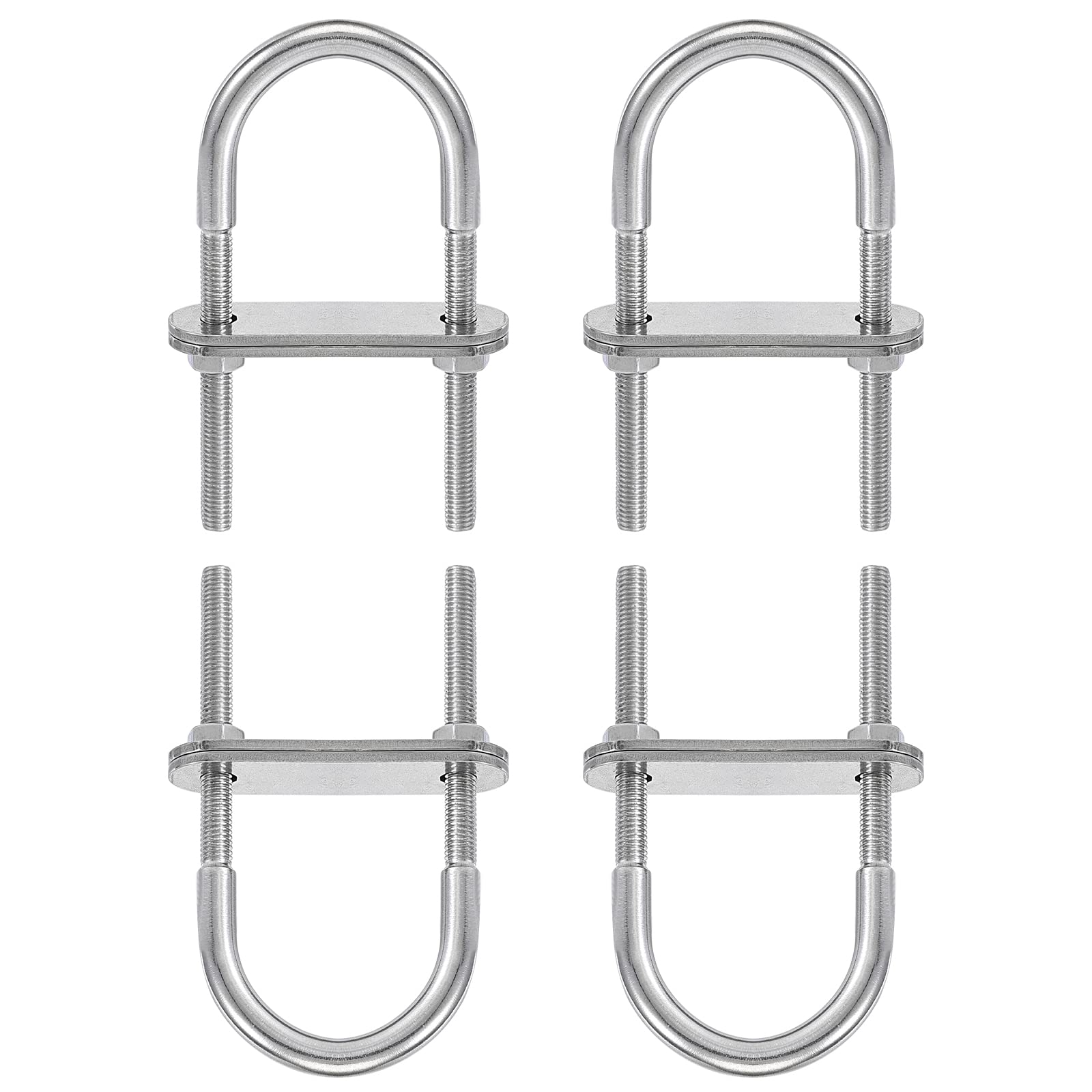 304 Stainless Steel U-Bolts Kit (4 Sets) with Nuts & Plates for Construction