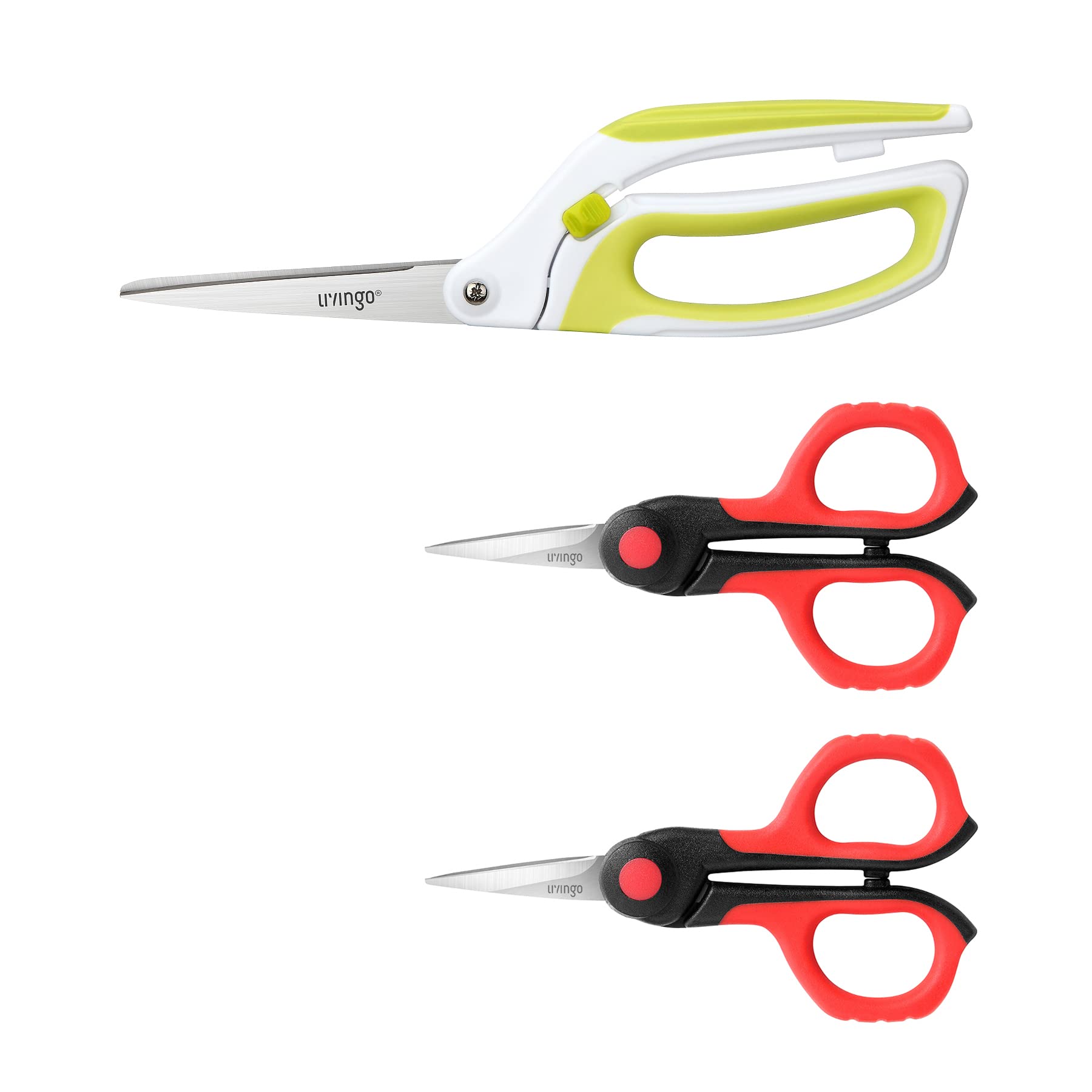 LIVINGO Spring Action Fabric Scissors - Professional Sharp Embroidery Scissors for Sewing, Quilting & Crafting | Ideal for DIY Projects, Dressmaking & Tailoring