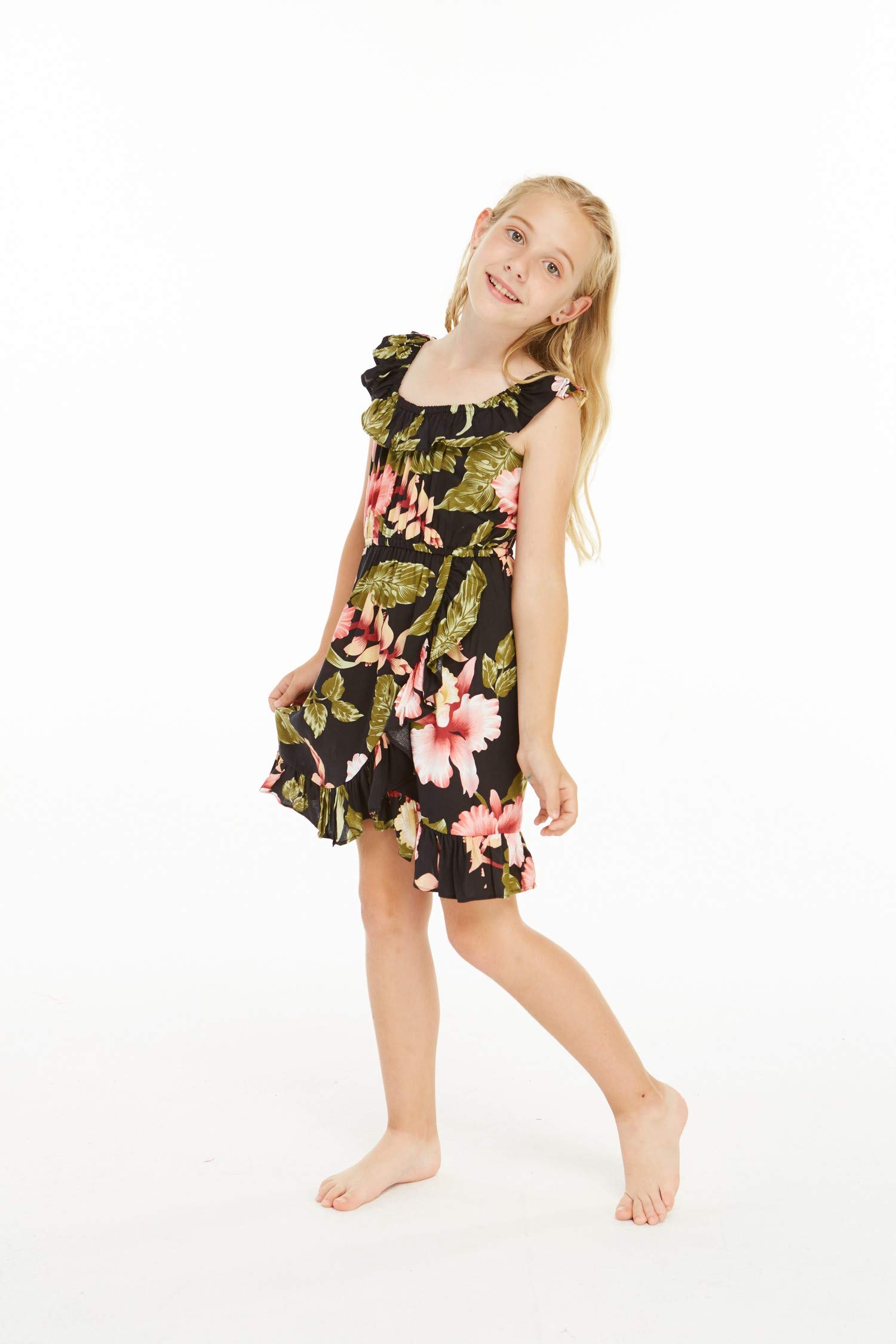 Girl's Ruffle Wrap Hawaiian Luau Dress - Beach Party & Summer Outfit