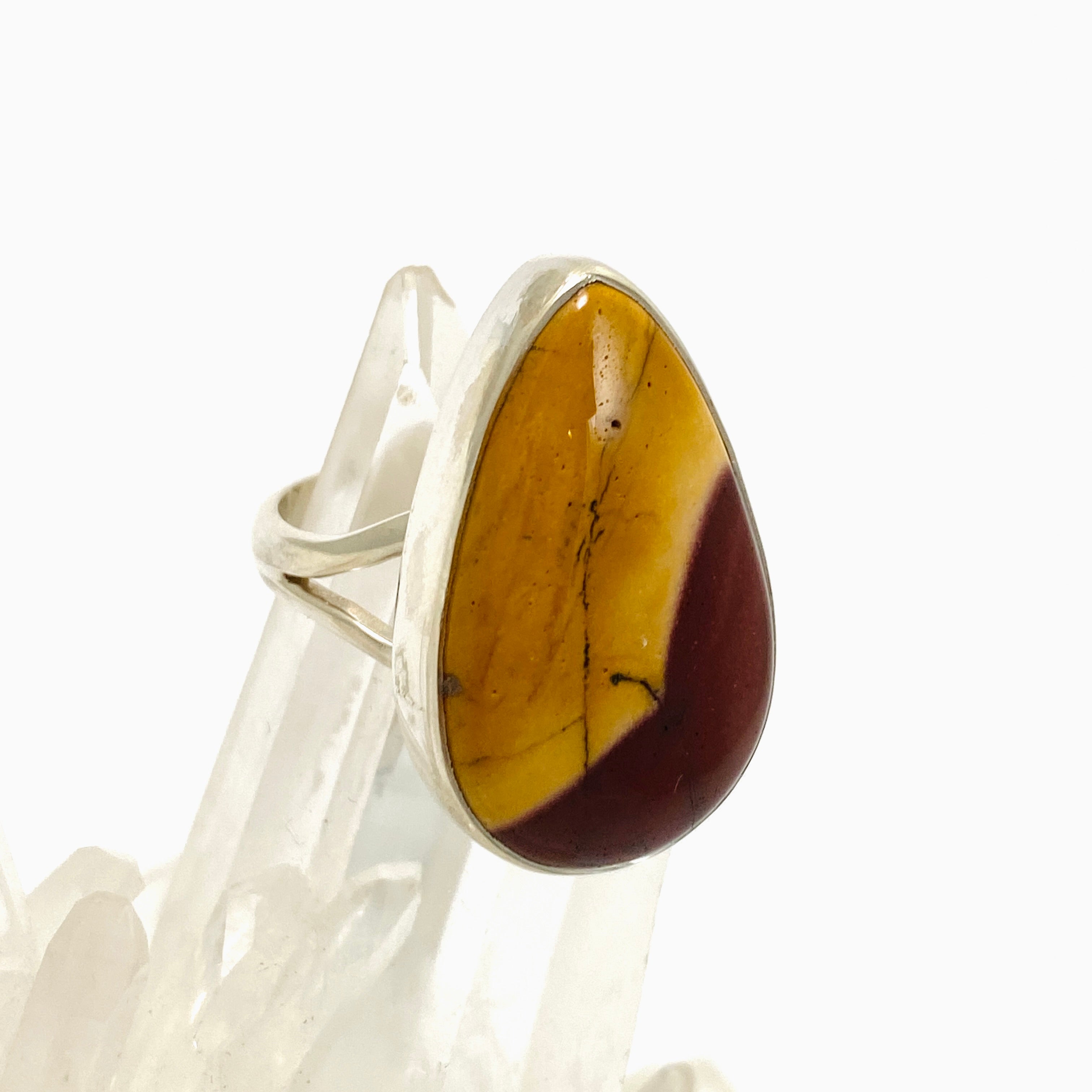 Natural Mookaite Teardrop Cabochon Ring - Size 9 - KRGJ3391 - Handmade Gemstone Jewelry for Women - Perfect for Boho Style, Meditation & Spiritual Healing