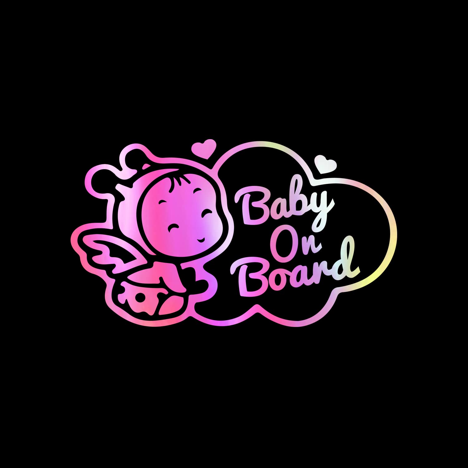 Reflective Baby On Board Car Stickers (2-Pack) - High Visibility Safety Decals for Car Windows, Child Safety Warning Signs in Rainbow White - Perfect for Family Vehicles, School Pickups & Road Trips