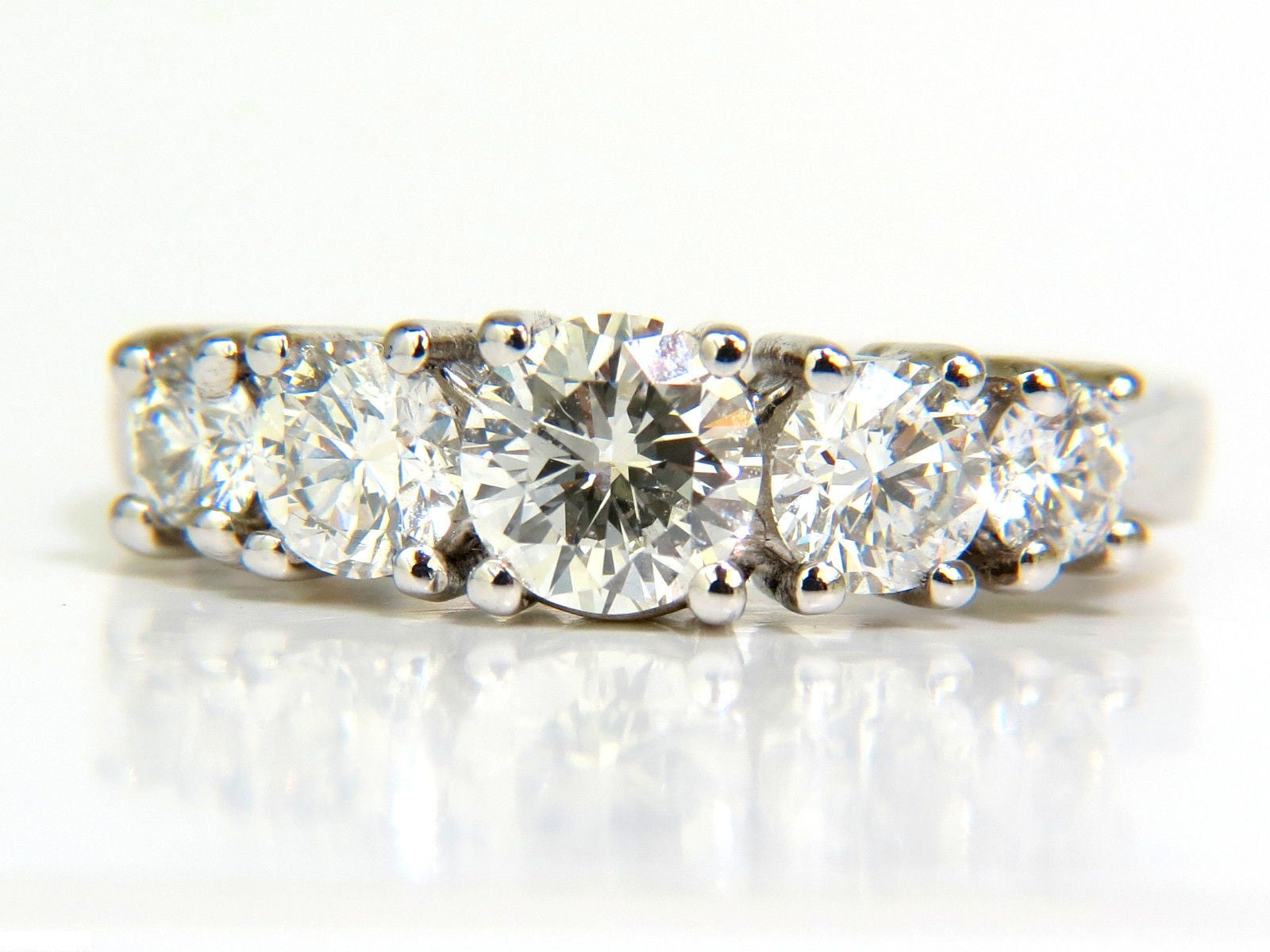 1.20CT Diamond Band Ring with 5 Stones in 14KT Gold (H/VS) - Elegant Jewelry for Weddings, Anniversaries & Special Occasions